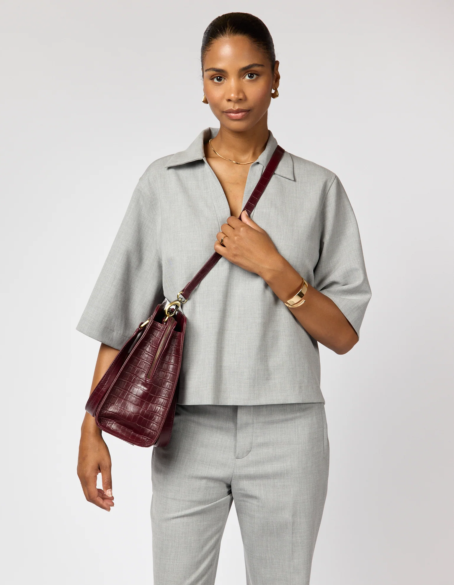 Blair - Dark Cherry Croco Print Leather - Image 10
