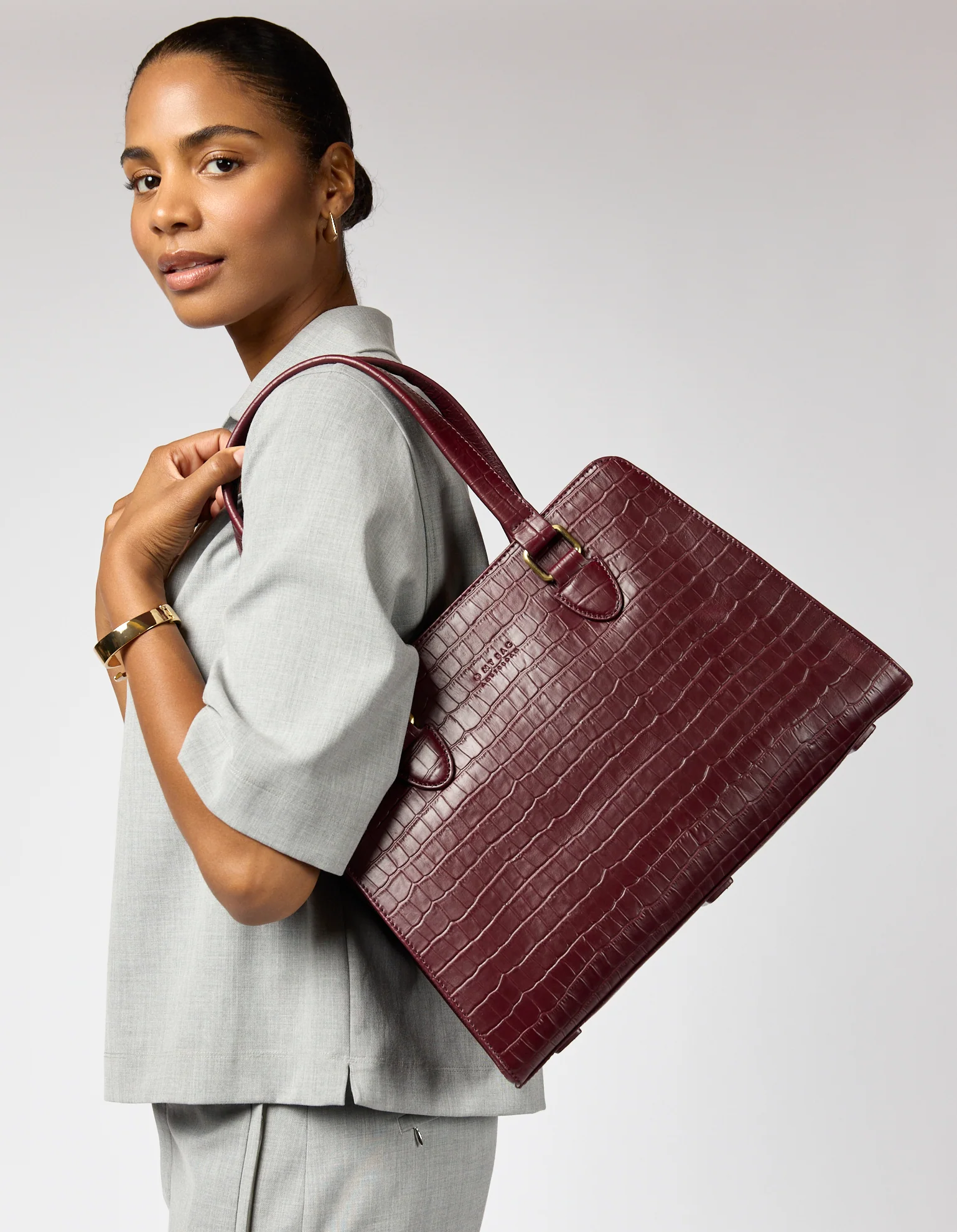 Blair - Dark Cherry Croco Print Leather - Image 12