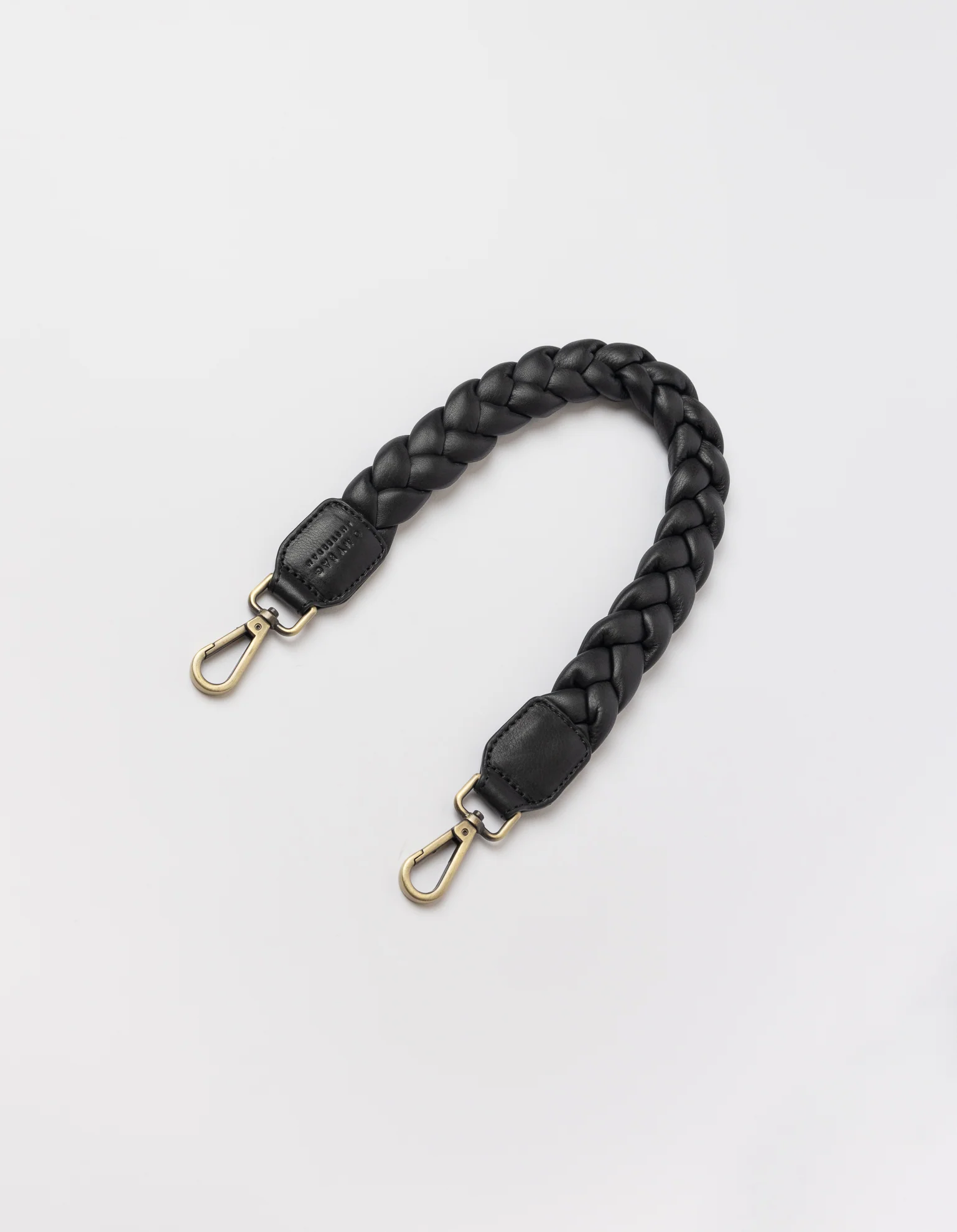Braided Shoulder Strap - Black Soft Grain Leather