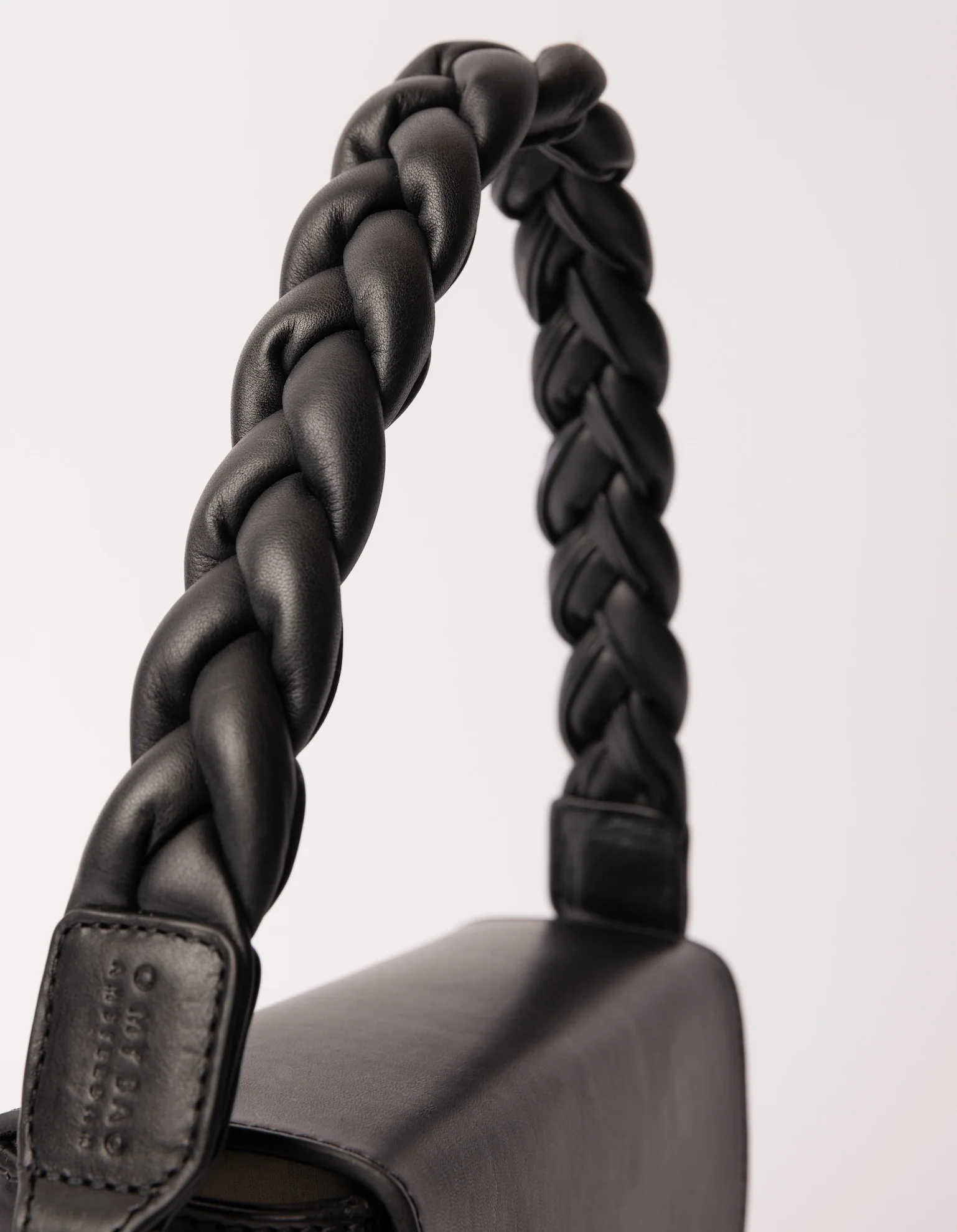 Braided Shoulder Strap - Black Soft Grain Leather - Image 3