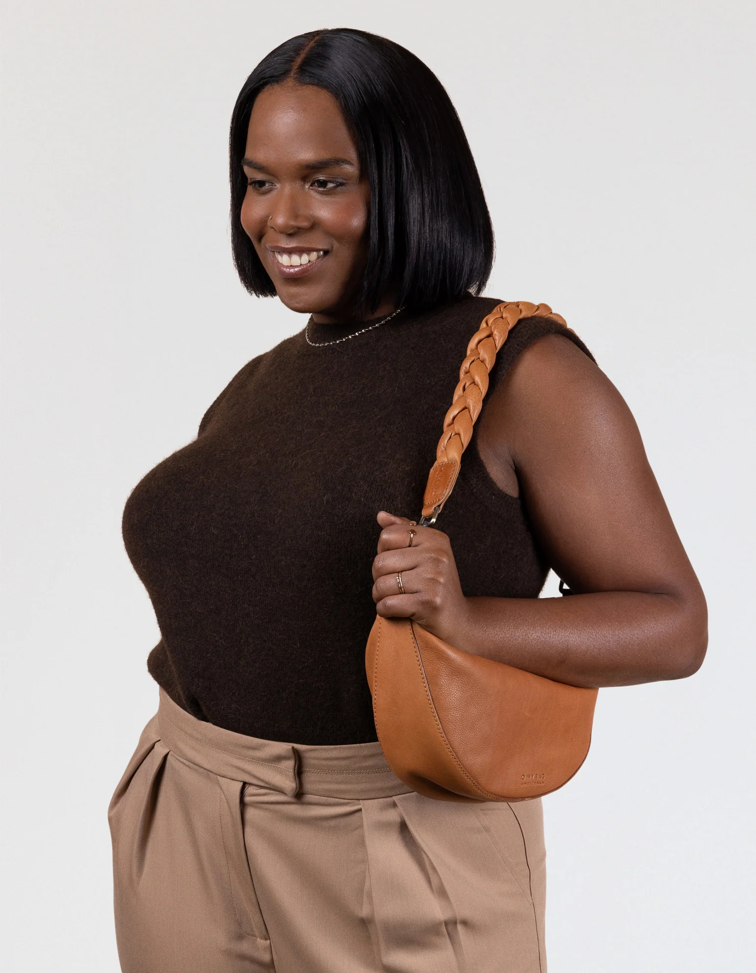 Braided Shoulder Strap - Wild Oak Soft Grain Leather - Image 3