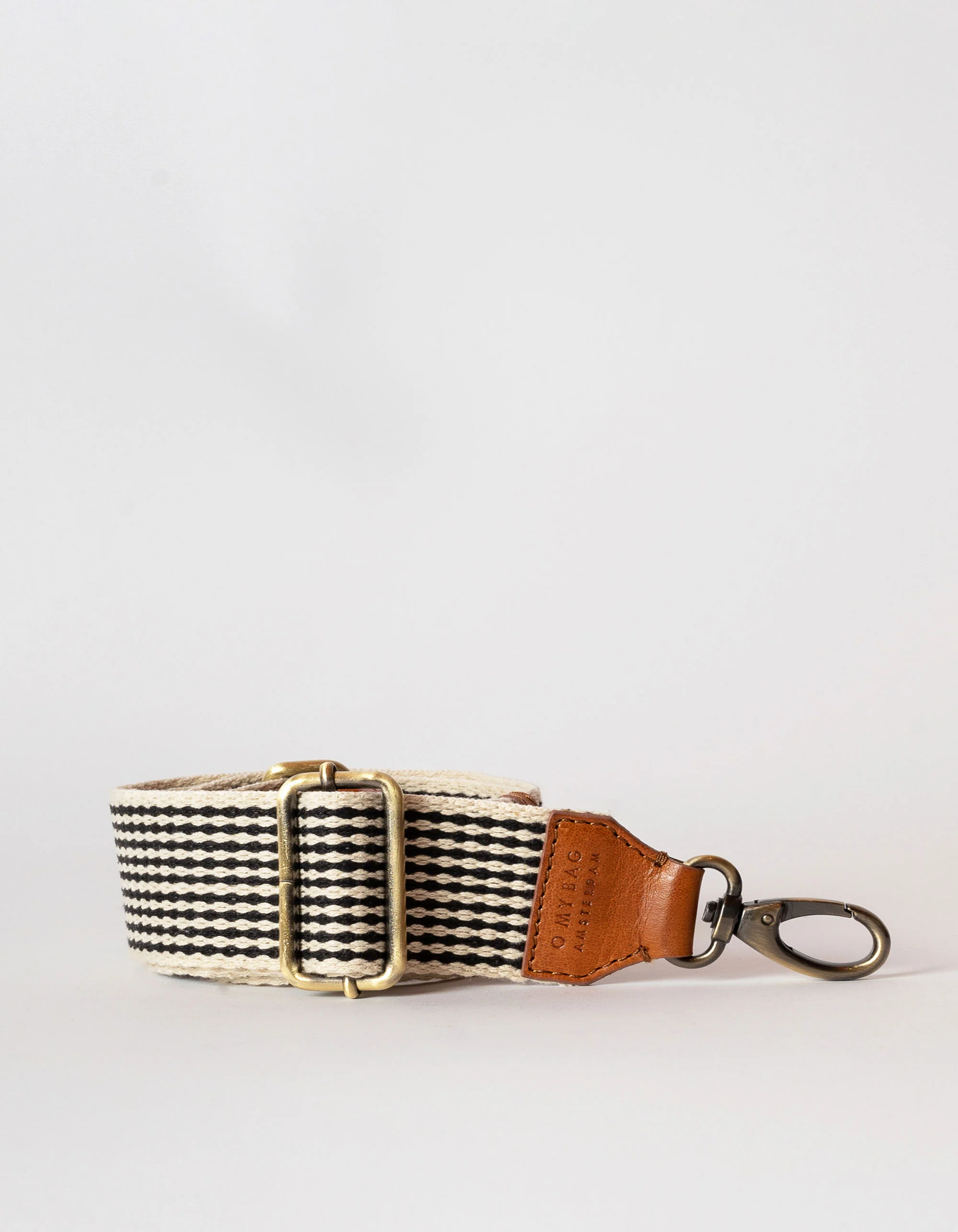 Bum Bag Checkered Webbing Strap - Cognac Stromboli Leather - Image 2