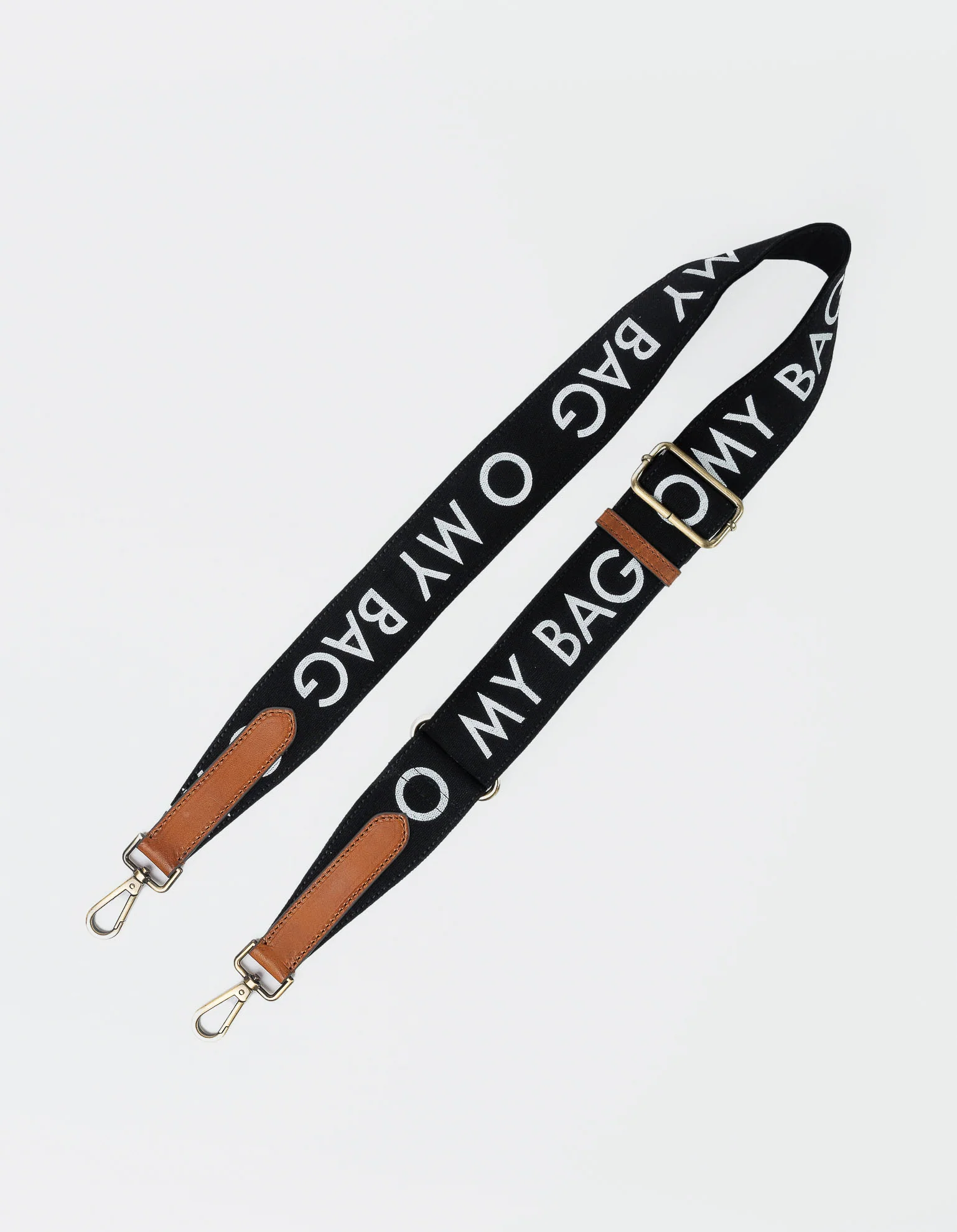 Canvas Logo Strap - Black & Cognac Classic Leather