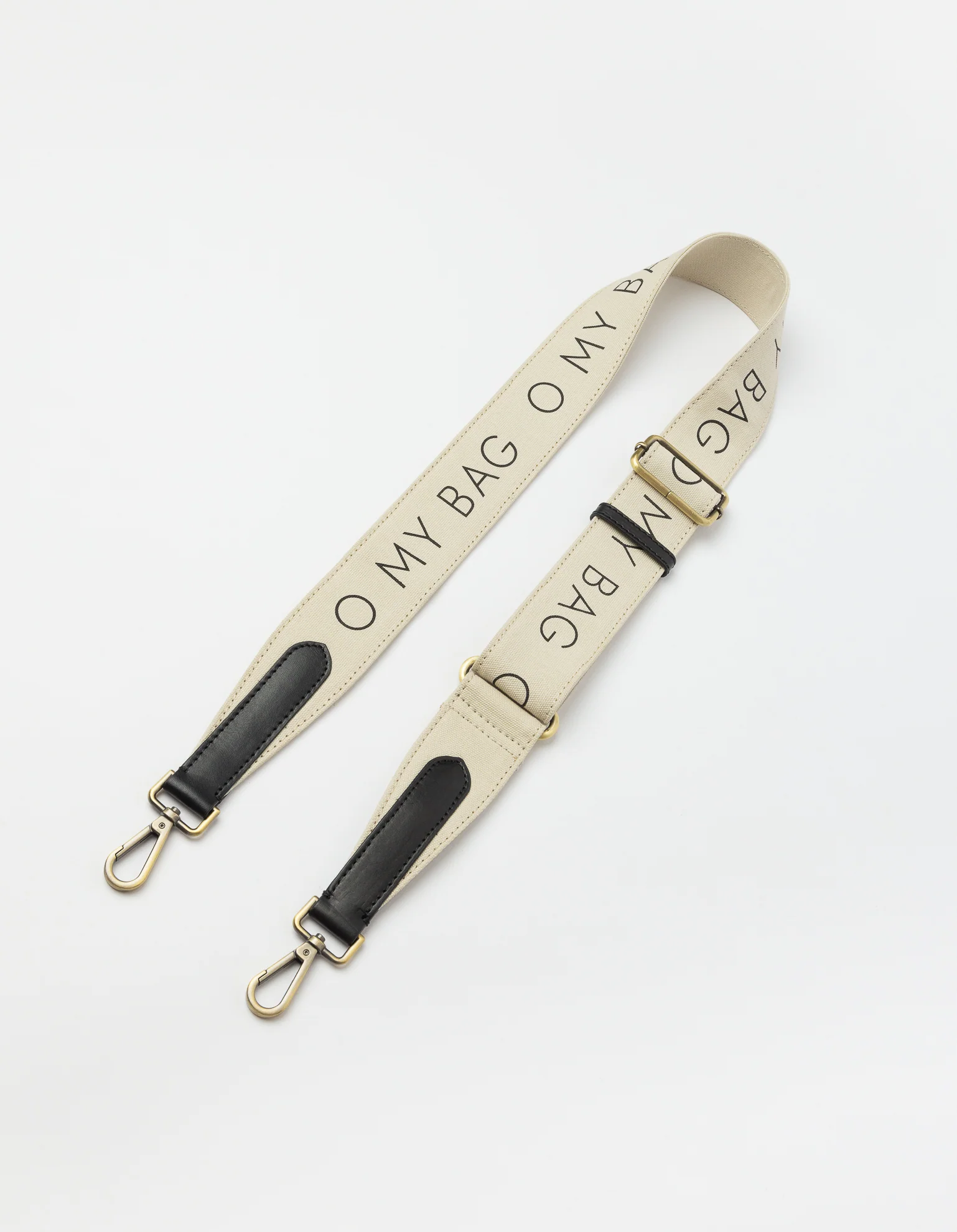 Canvas Logo Strap - White & Black Classic Leather