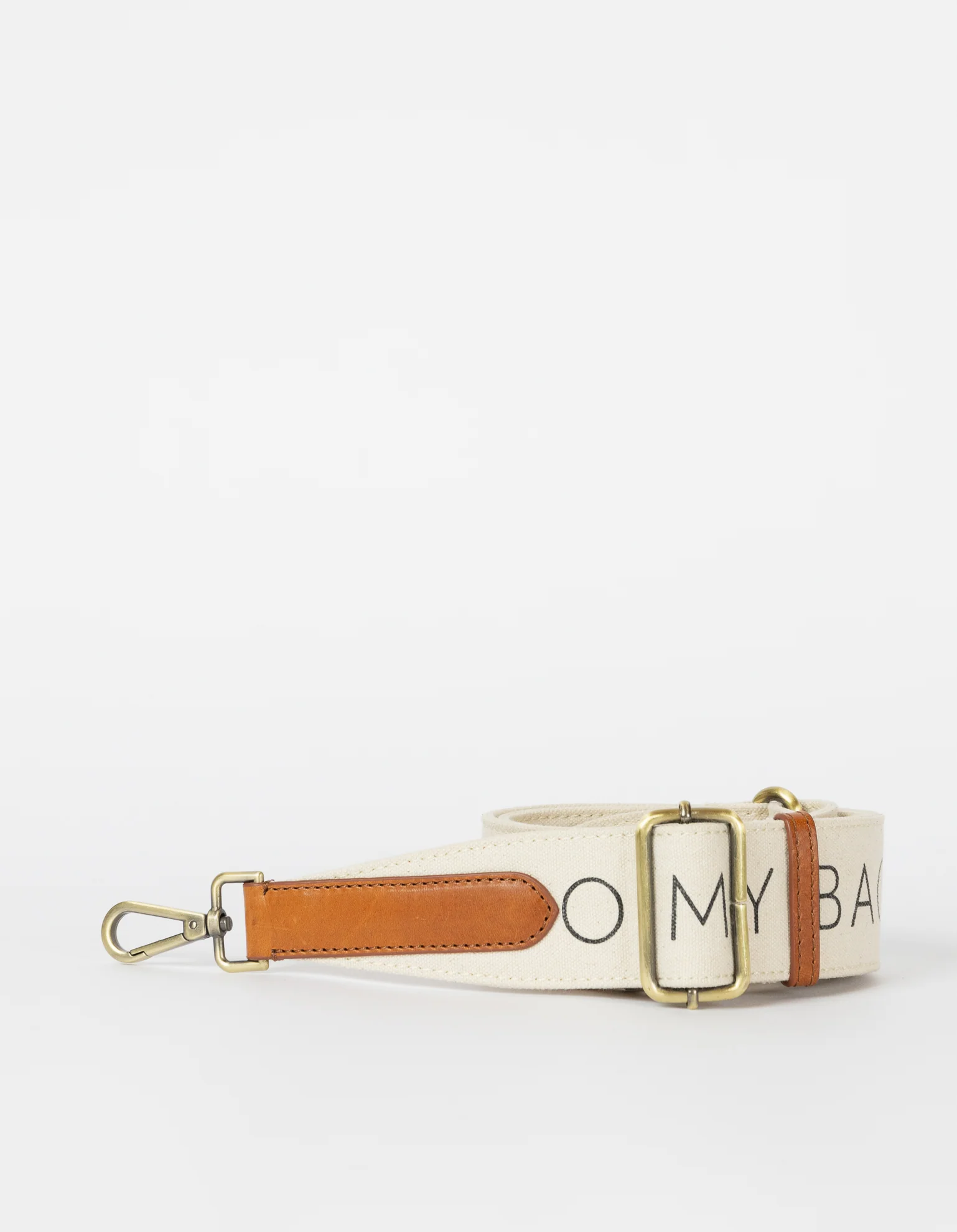 Canvas Logo Strap - White & Cognac Classic Leather - Image 2