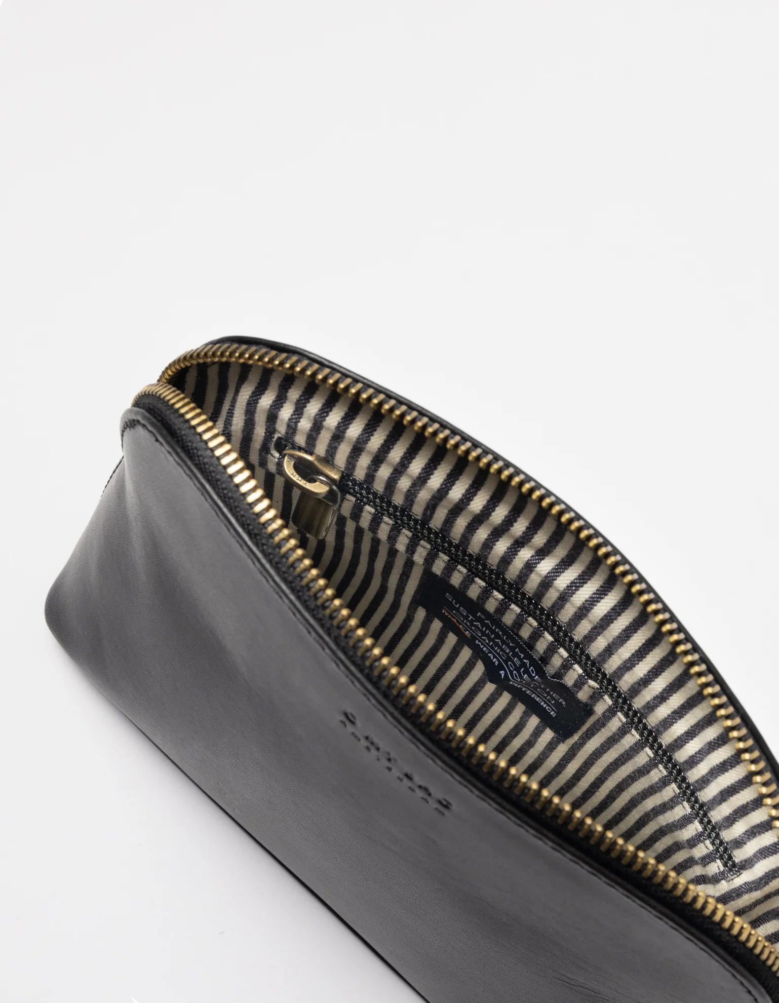 Cosmetic Bag - Black Classic Leather - Image 3
