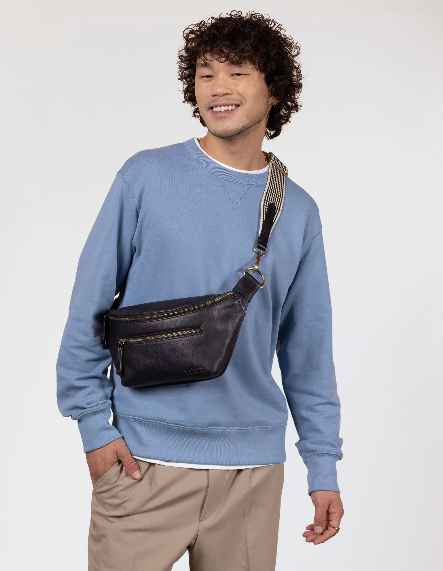 Drew Bum Bag - Black Soft Grain Leather - Image 8