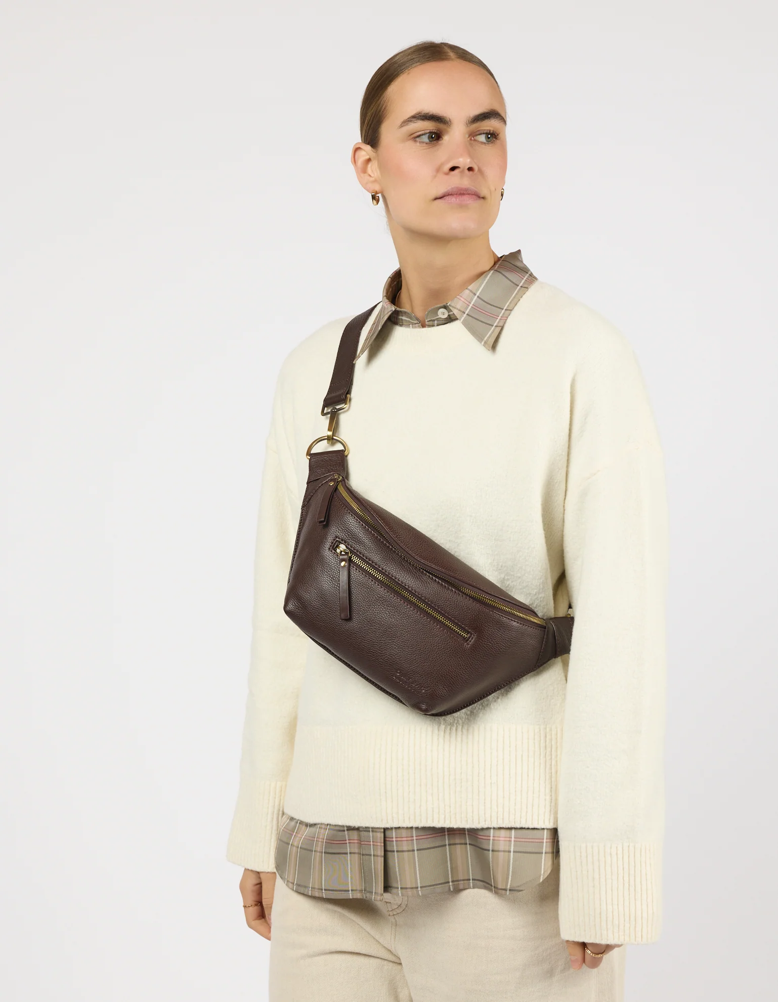 Drew Bum Bag - Chocolate Soft Grain Leather - Image 5