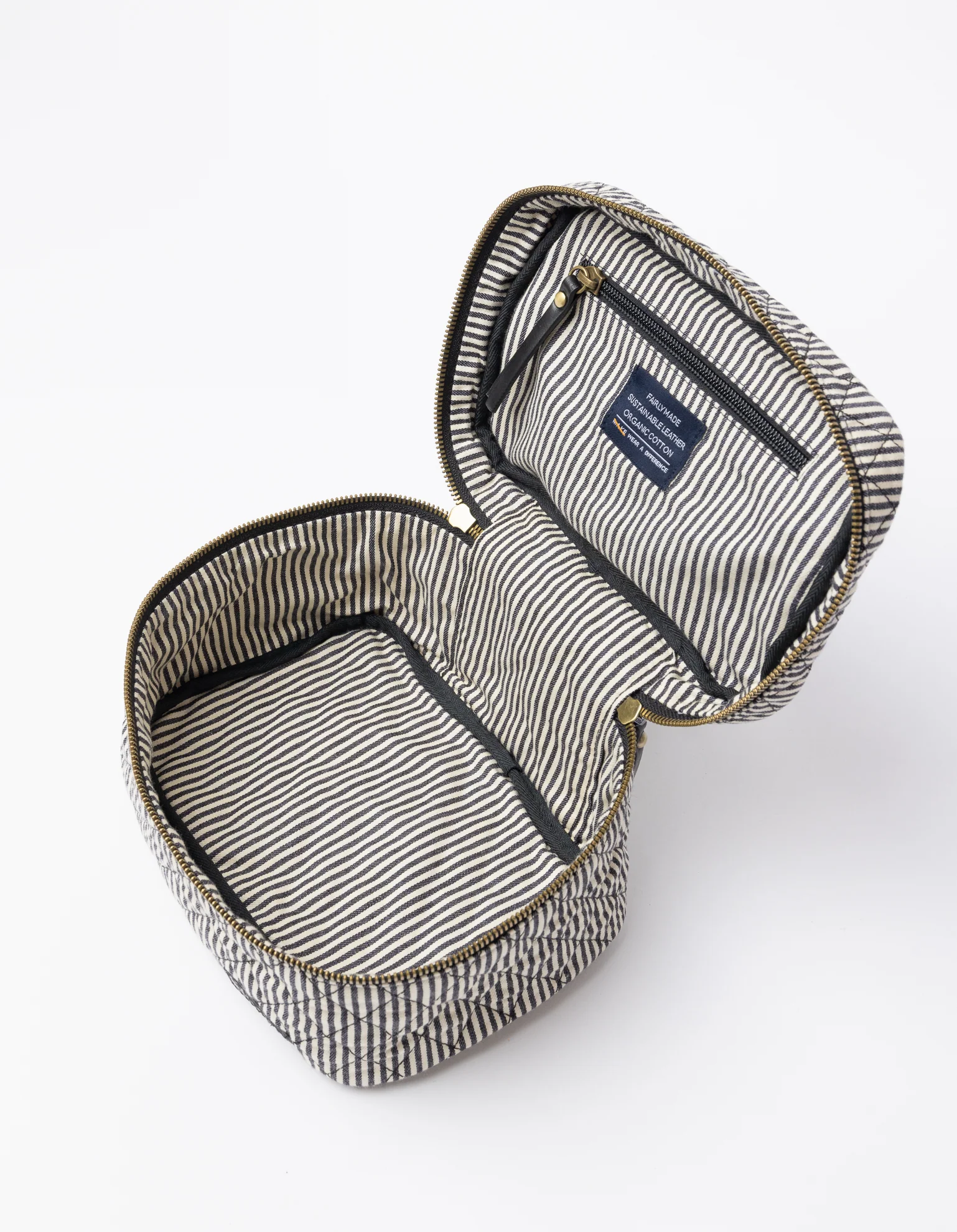 Elise Makeup Bag - Cotton Black Classic Leather - Image 4