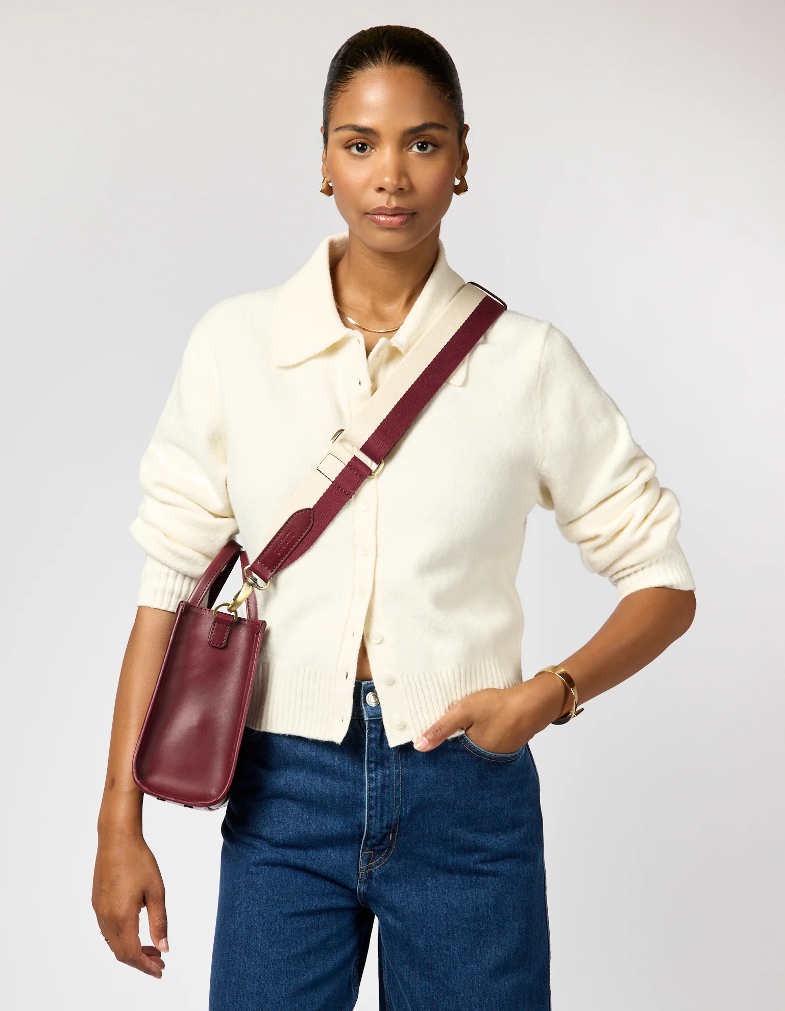 Jackie Midi + Webbing Strap - Dark Cherry Classic Leather - Image 10