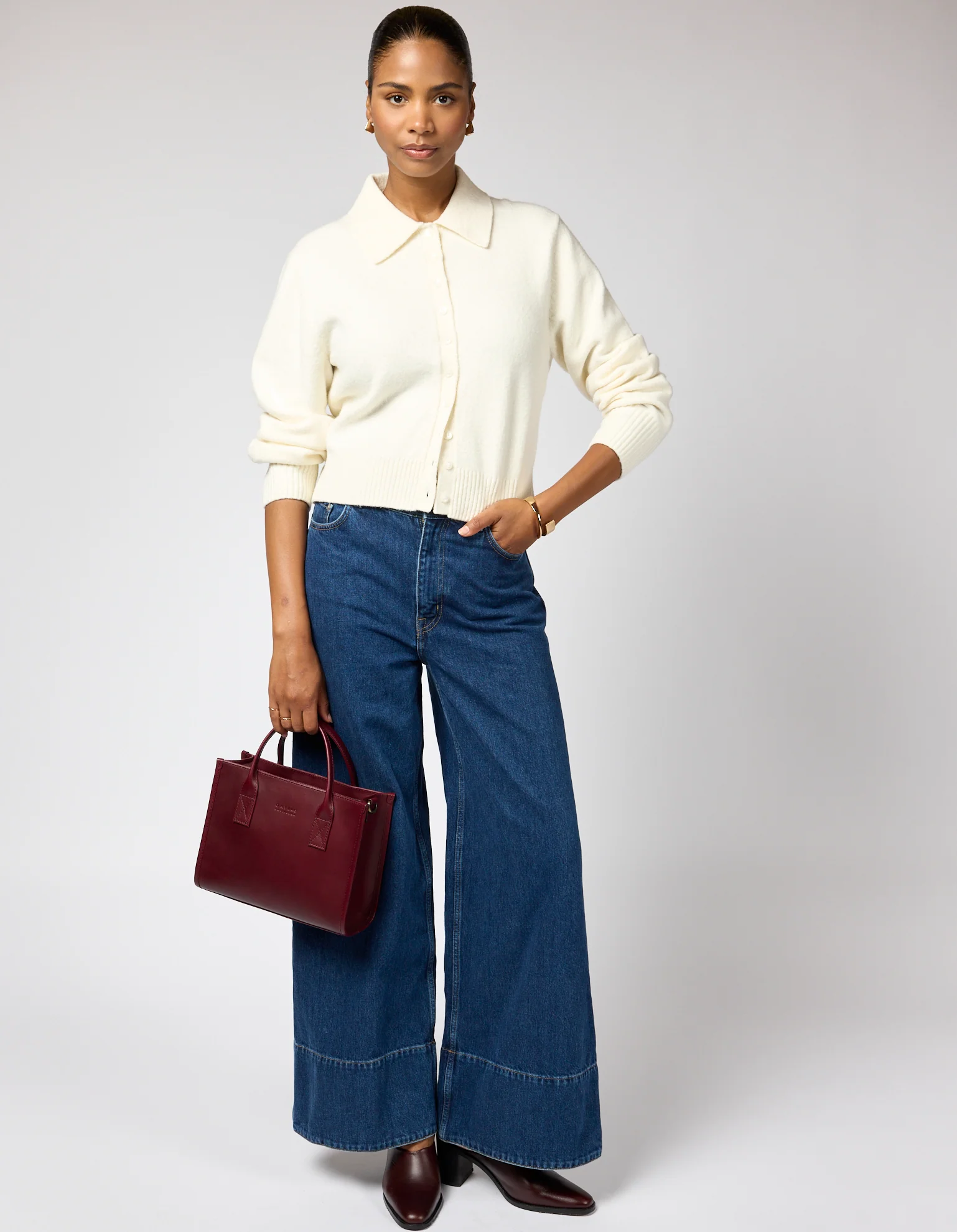 Jackie Midi + Webbing Strap - Dark Cherry Classic Leather - Image 12