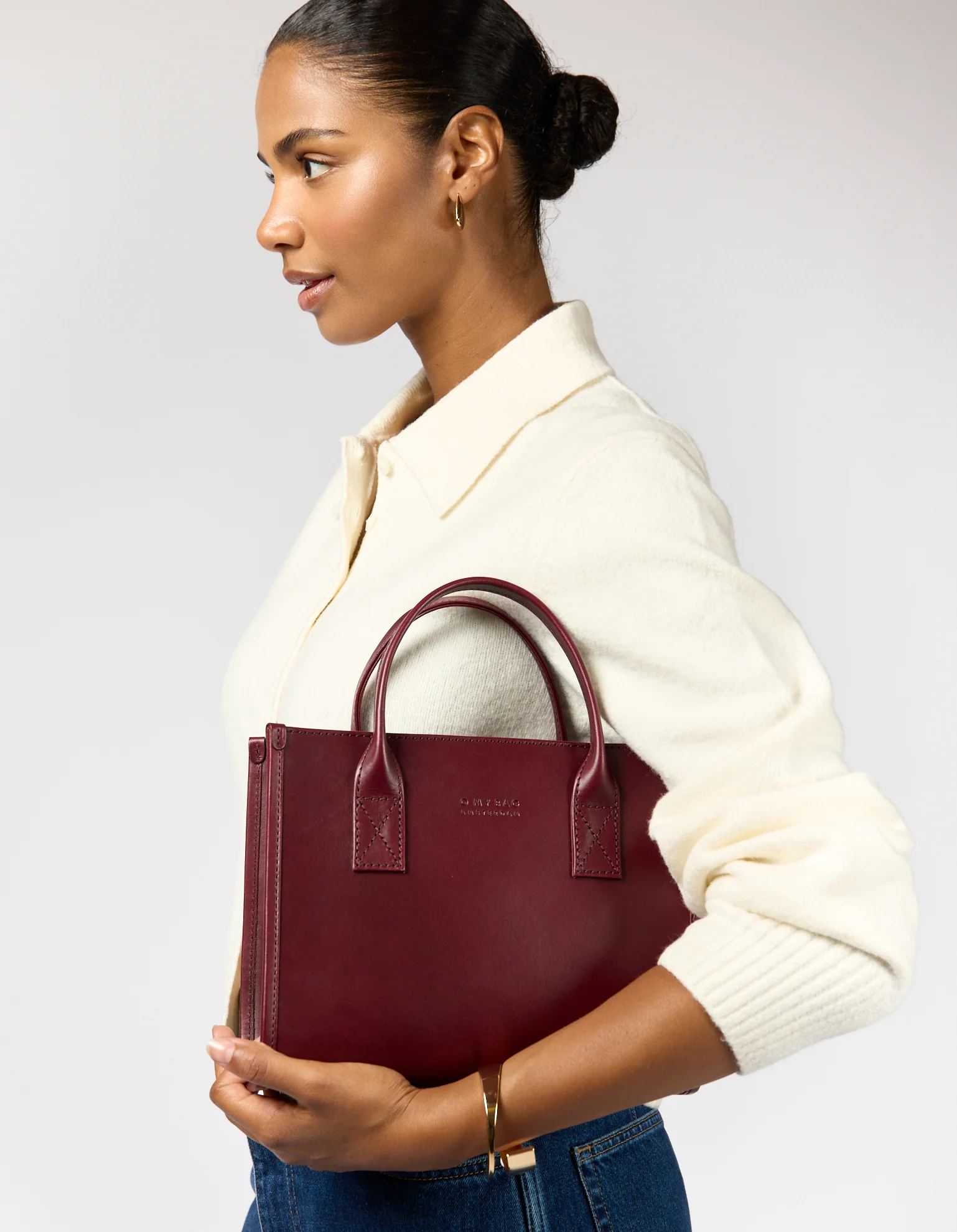 Jackie Midi + Webbing Strap - Dark Cherry Classic Leather - Image 9