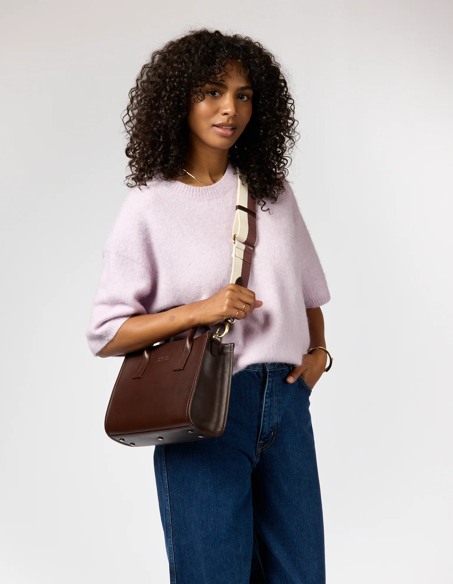 Jackie Midi + Webbing Strap - Chocolate Classic Leather - Image 8