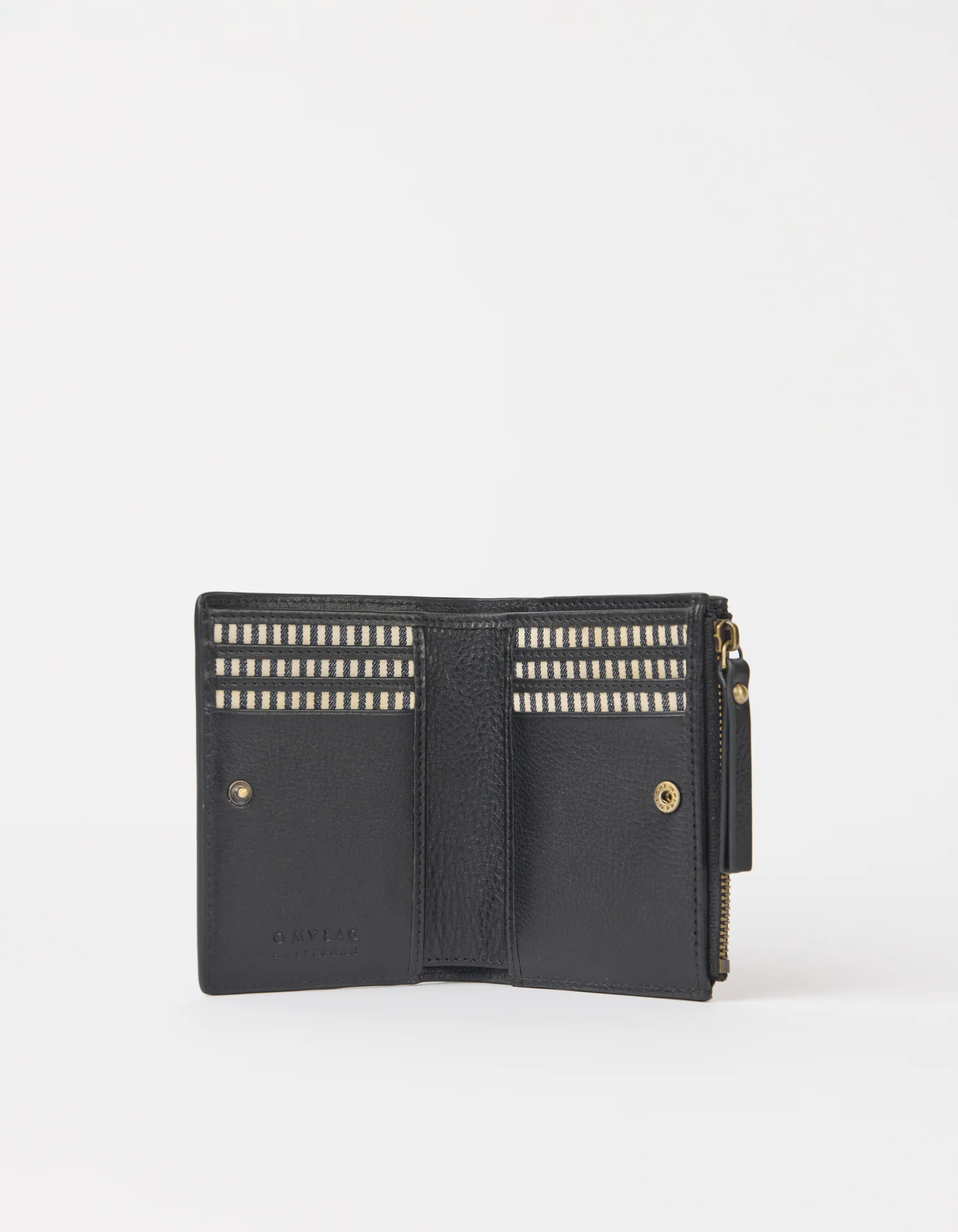 Jamie Wallet Woven - Black Woven Soft Grain Leather - Image 3