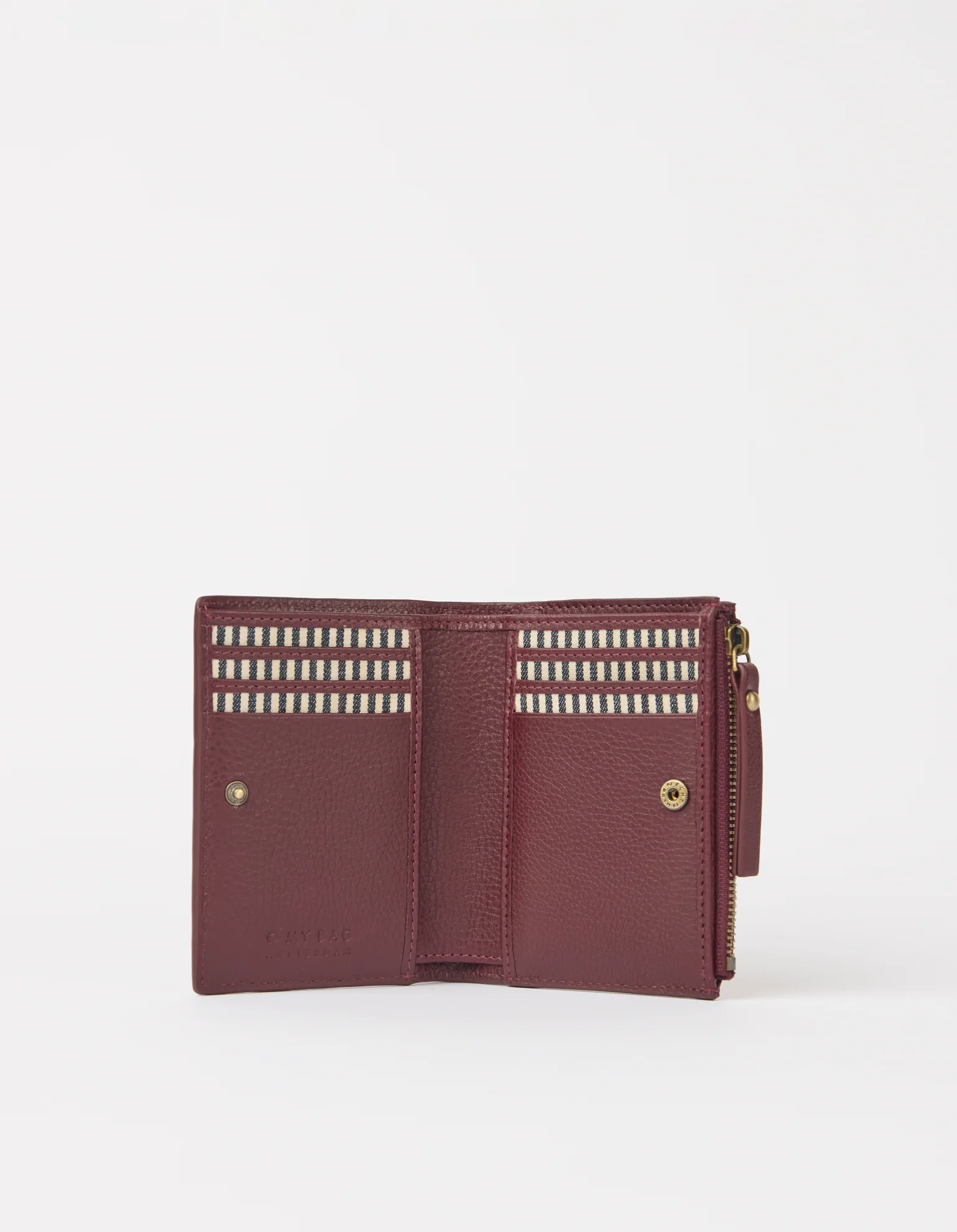 Jamie Wallet Woven - Dark Cherry Woven Soft Grain Leather - Image 3