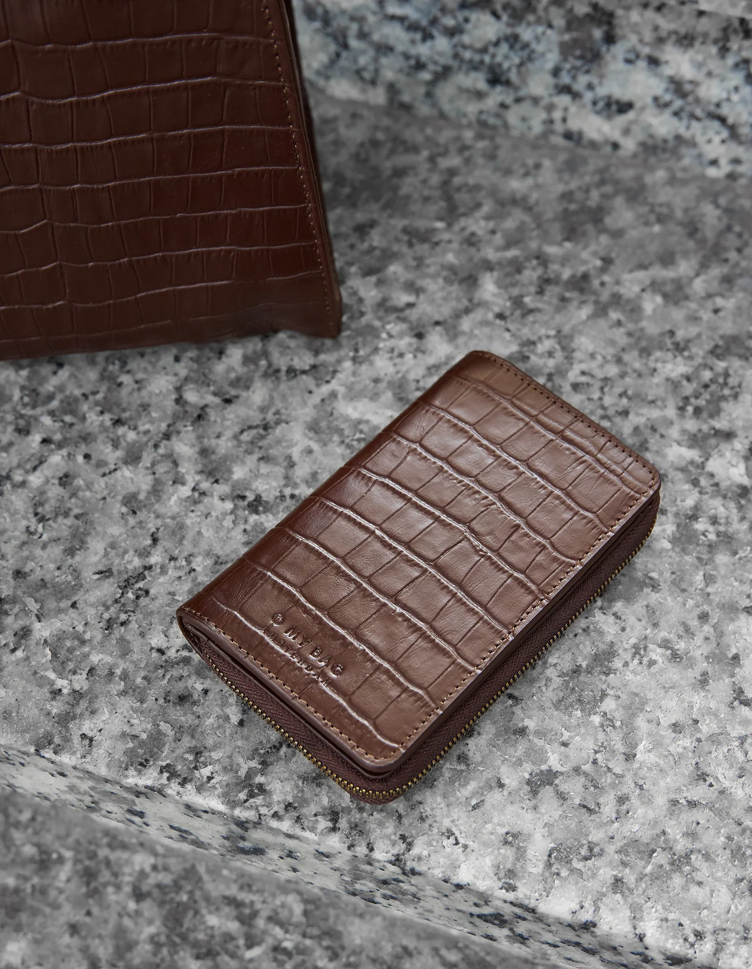 Jett Wallet - Chocolate Croco Print Leather - Image 4