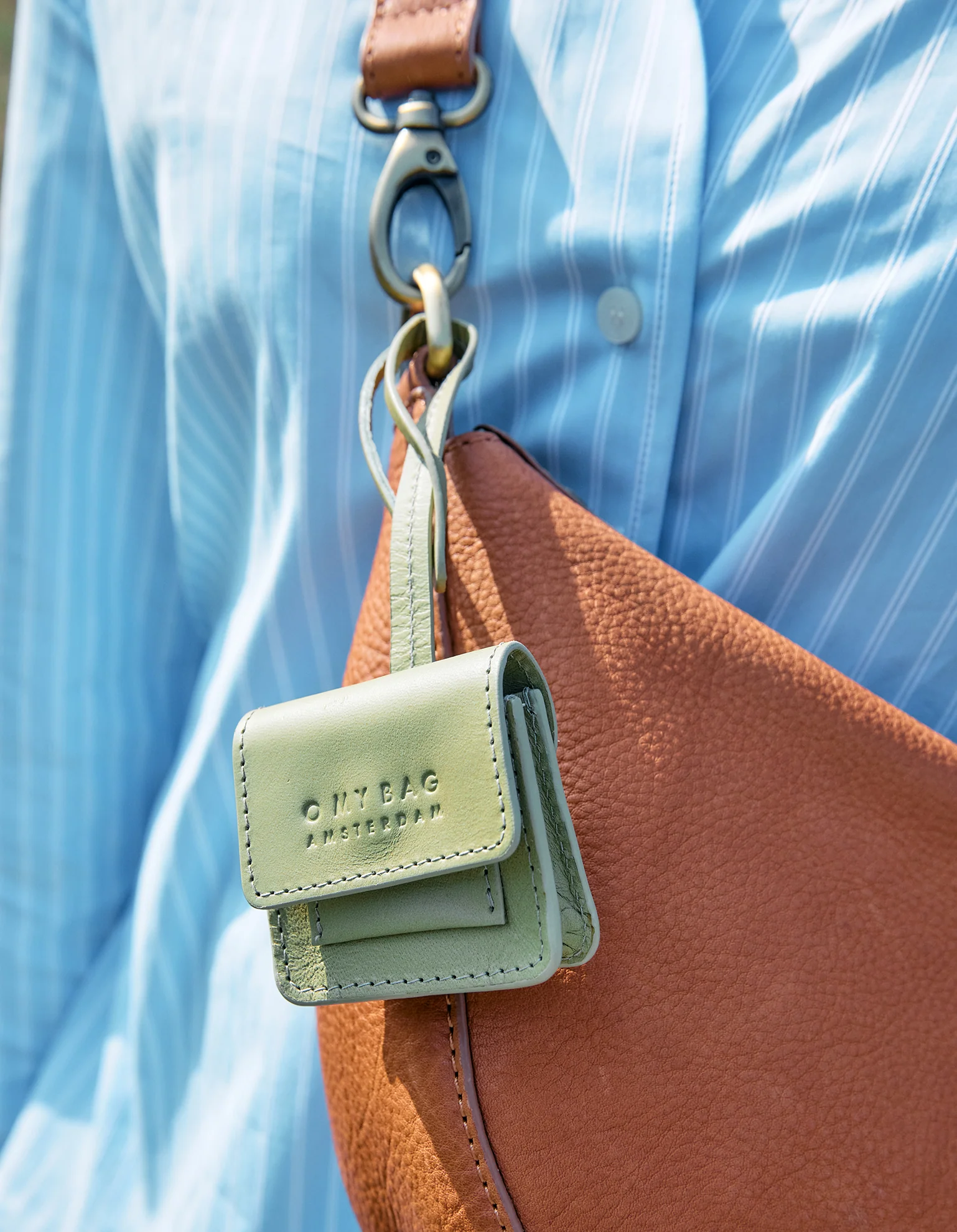 Harper Bag Charm - Tea Green Classic Leather - Image 4
