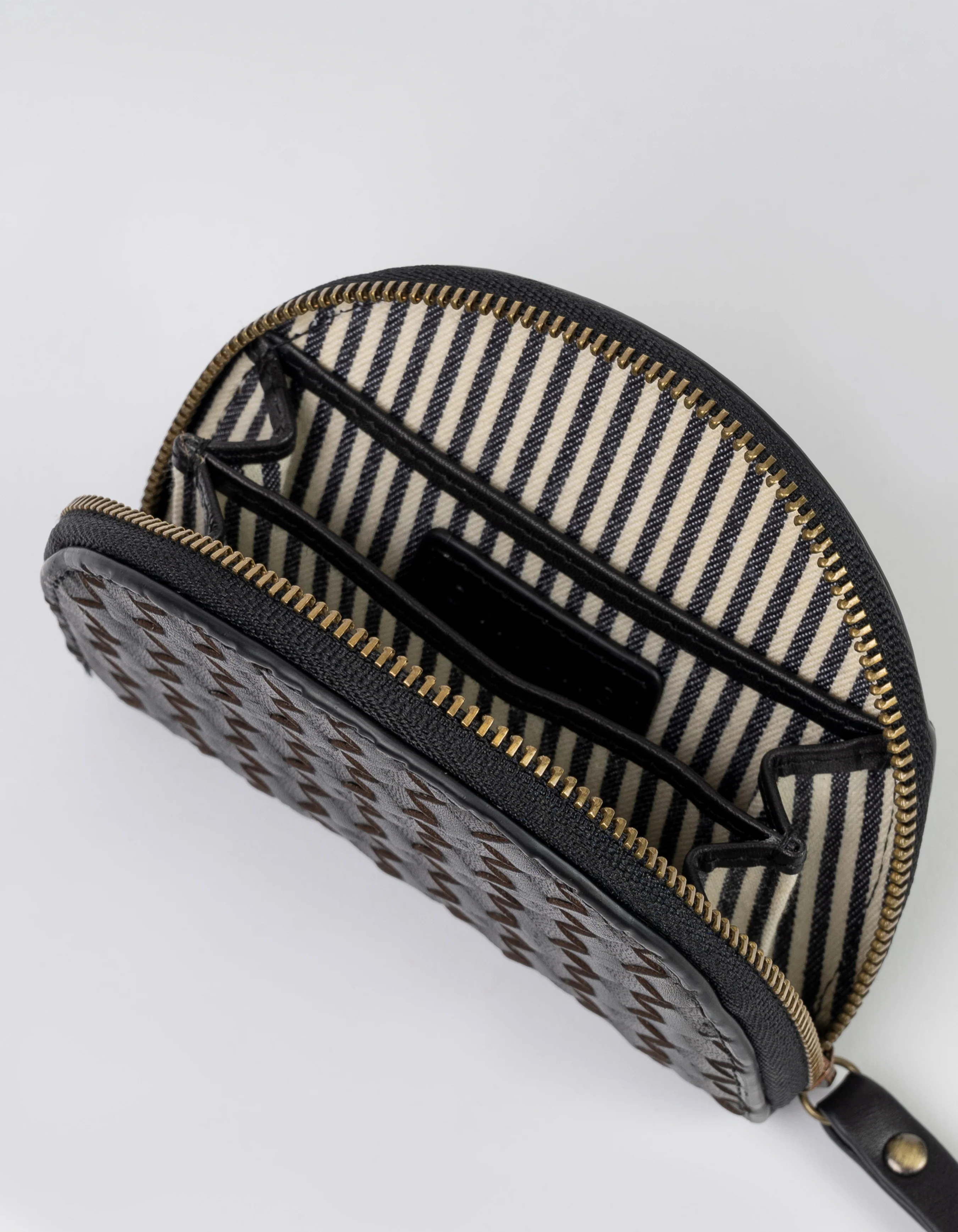 Laura Coin Purse - Black Woven Classic Leather - Image 3