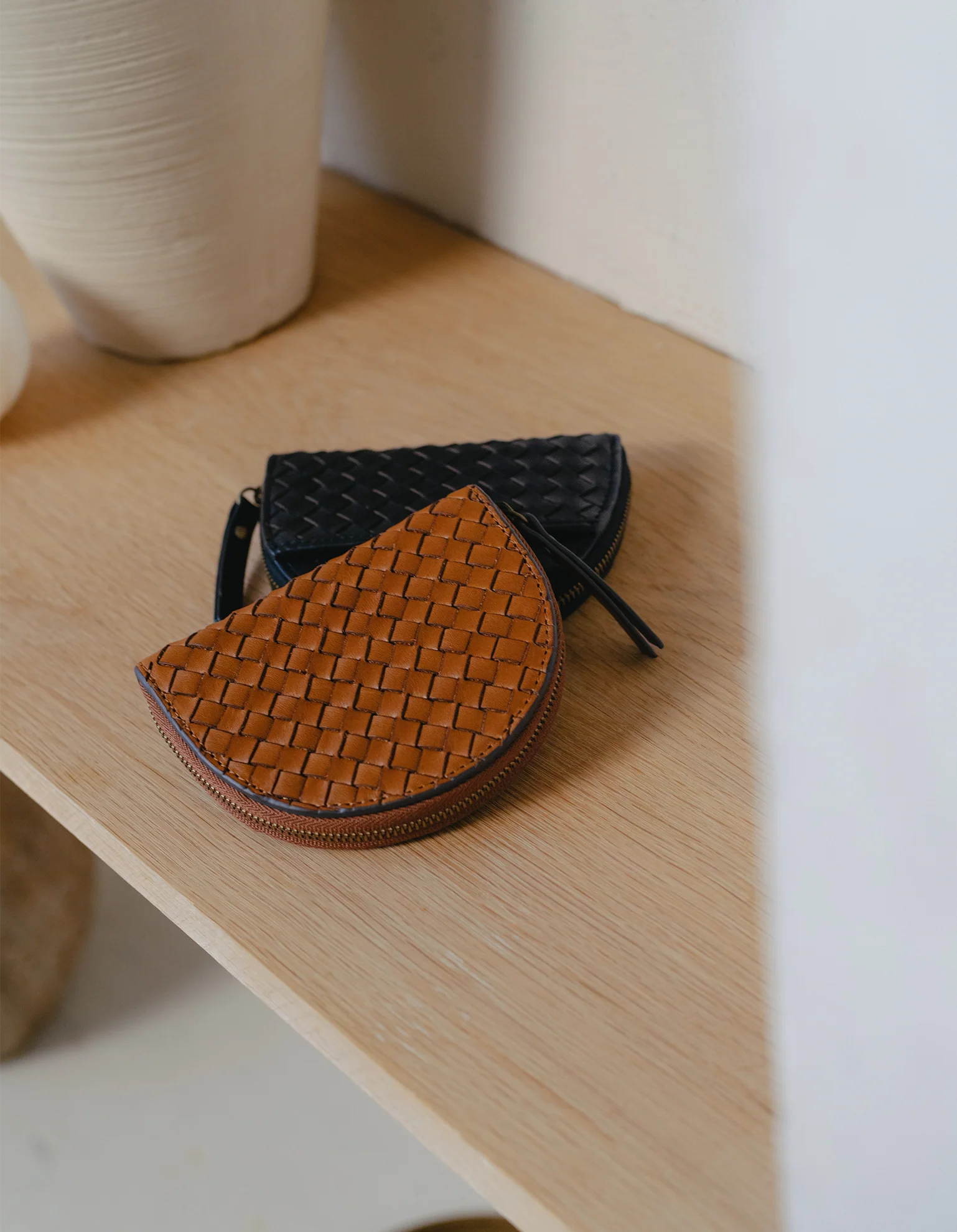 Laura Coin Purse - Cognac Woven Classic Leather - Image 3