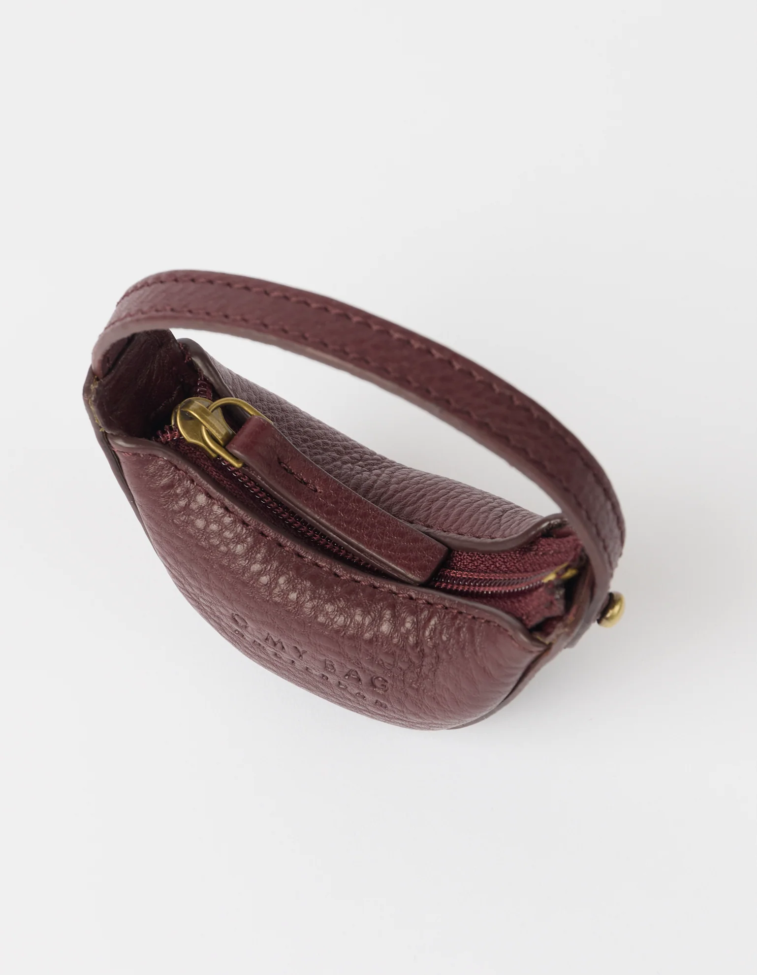 Leo Bag Charm - Dark Cherry Soft Grain Leather - Image 3