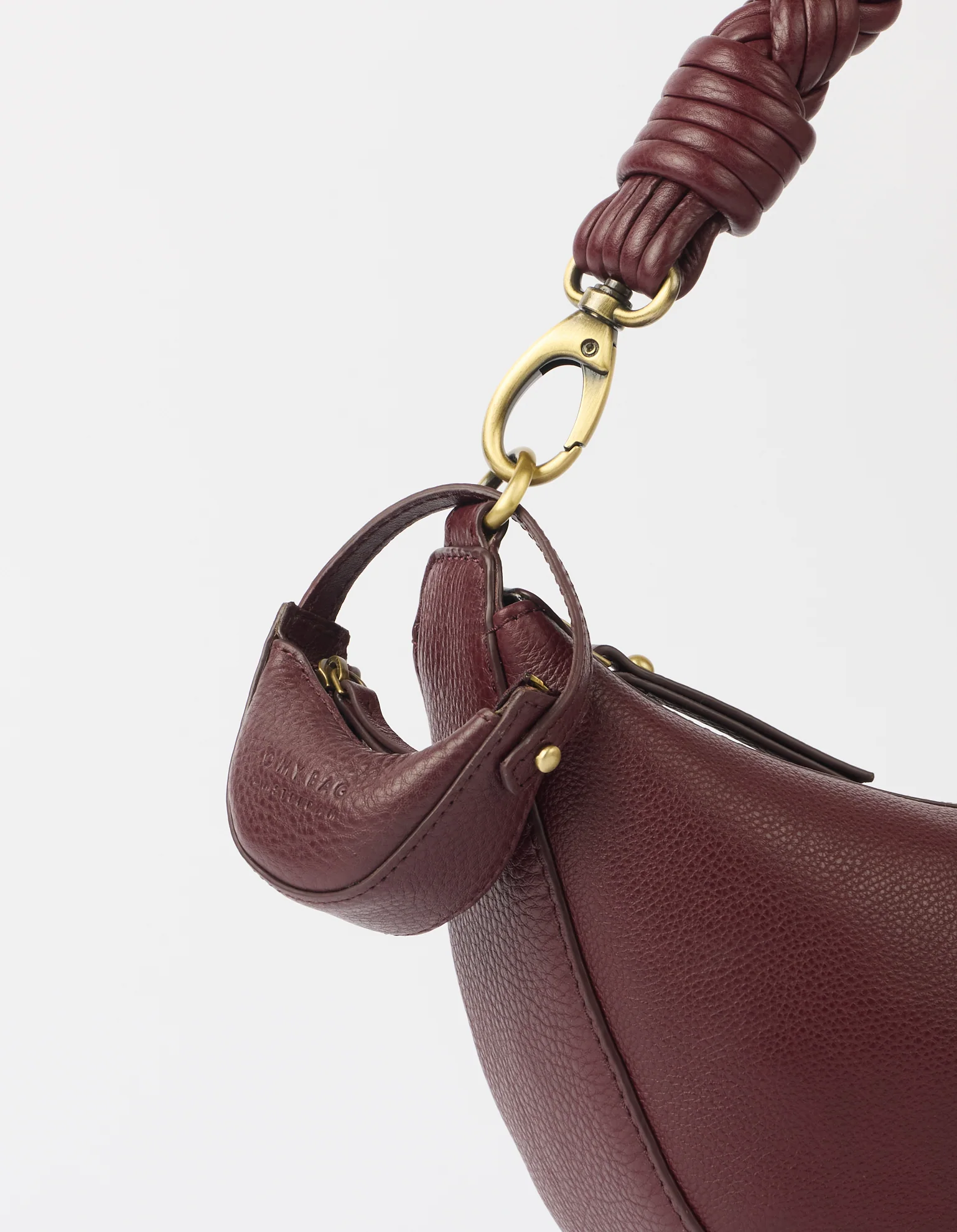 Leo Bag Charm - Dark Cherry Soft Grain Leather - Image 4