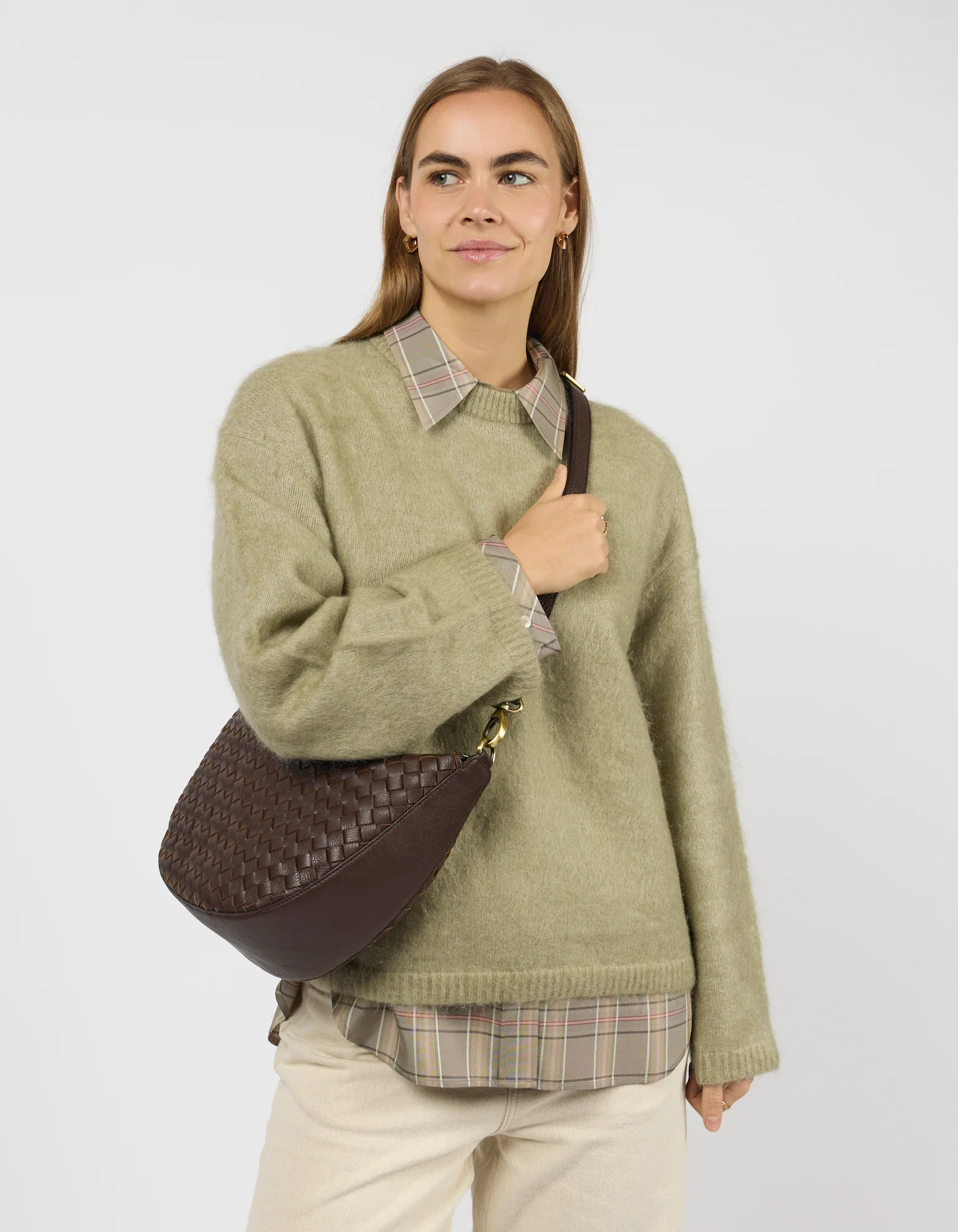 Leo Maxi - Chocolate Woven Soft Grain Leather - Image 4