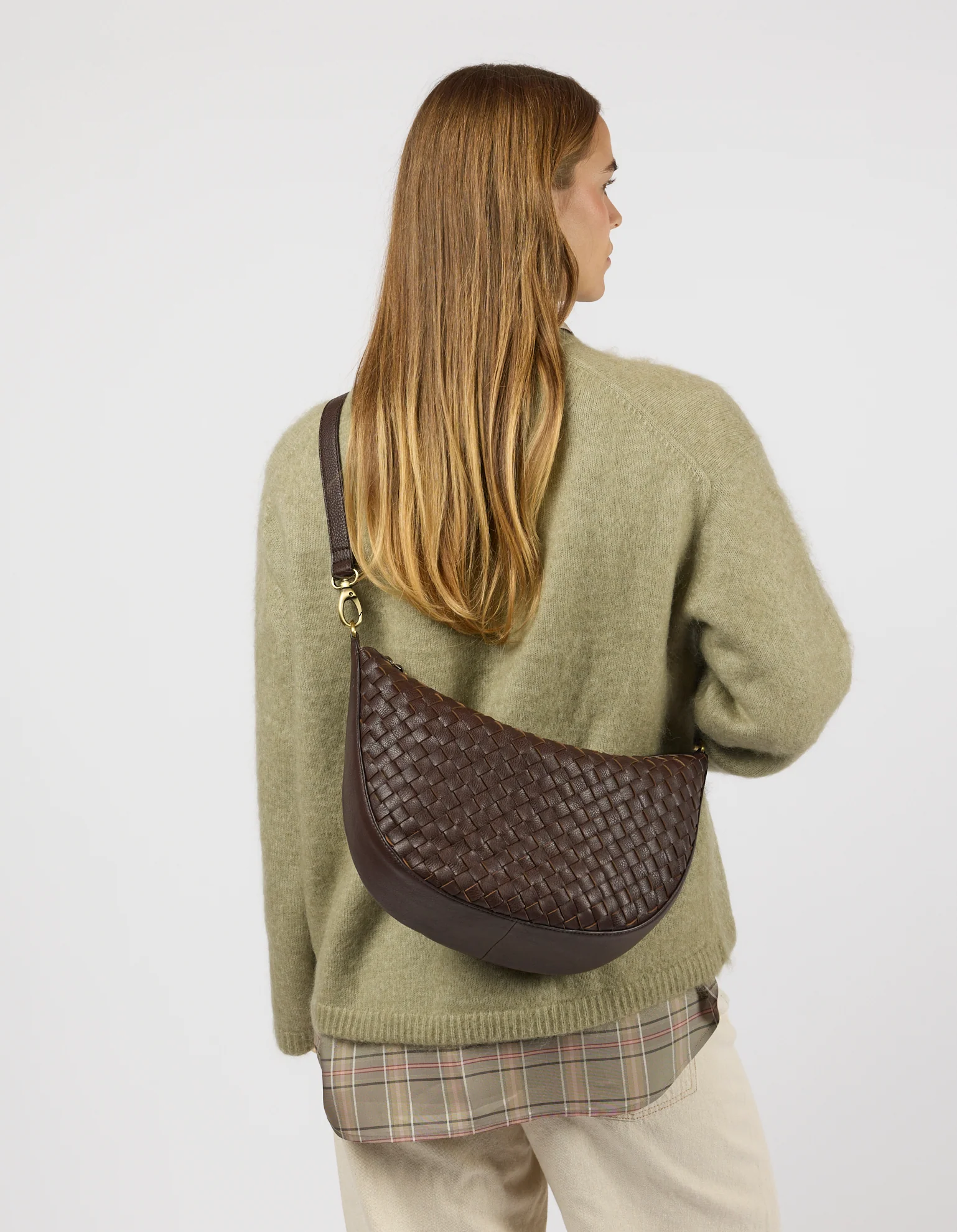 Leo Maxi - Chocolate Woven Soft Grain Leather - Image 6