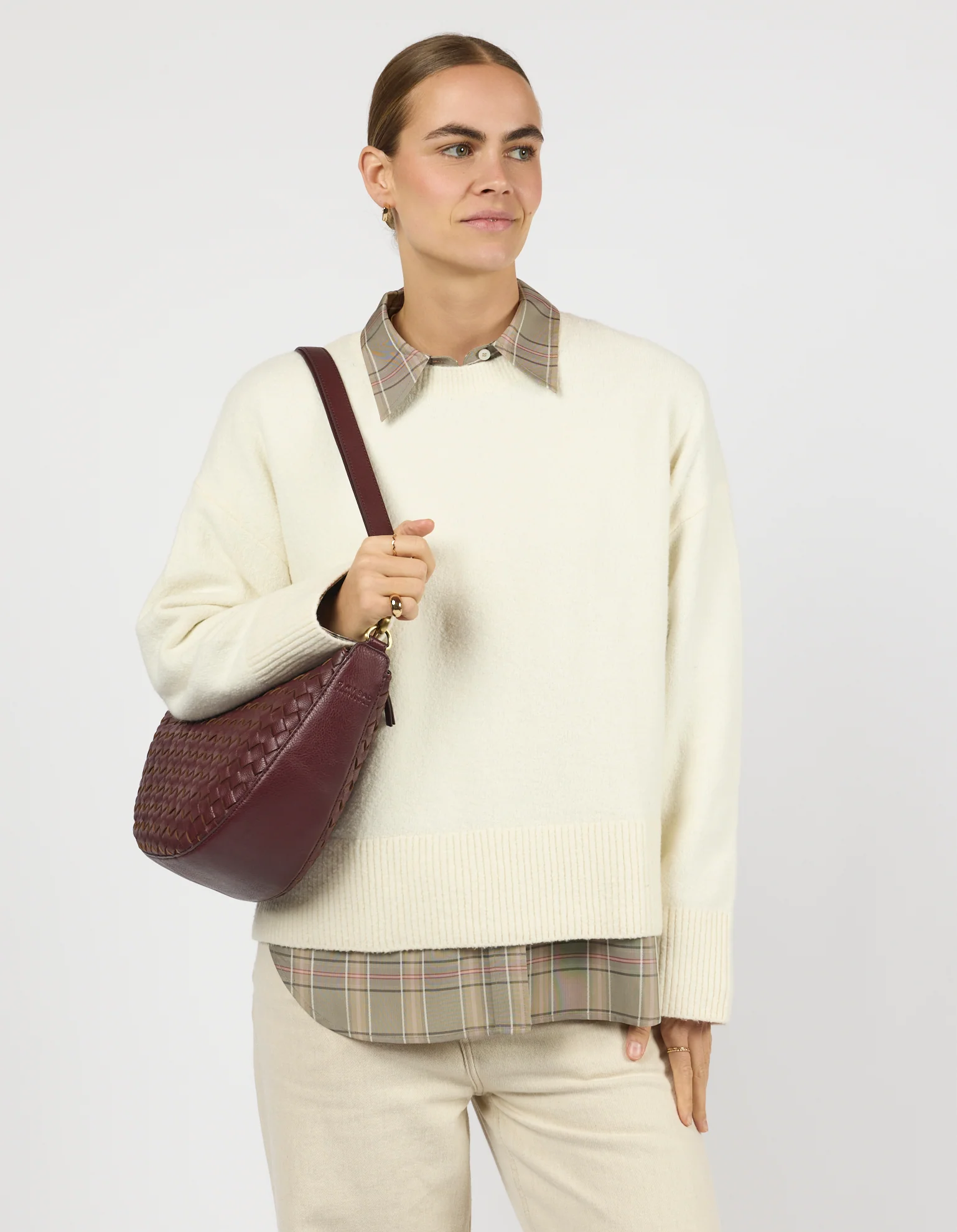 Leo Maxi - Dark Cherry Woven Soft Grain Leather - Image 5