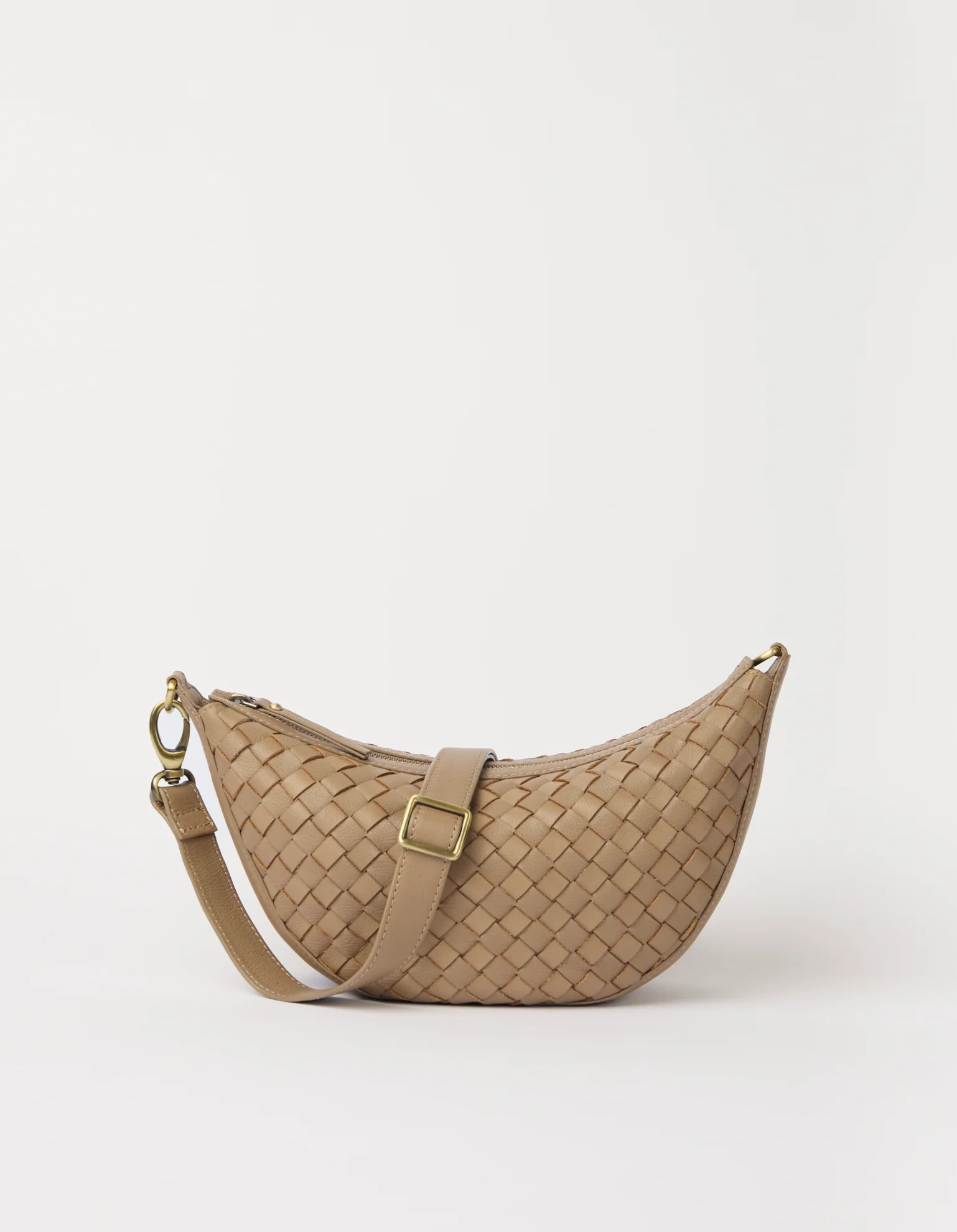 Leo Midi - Dark Sand Woven Soft Grain Leather