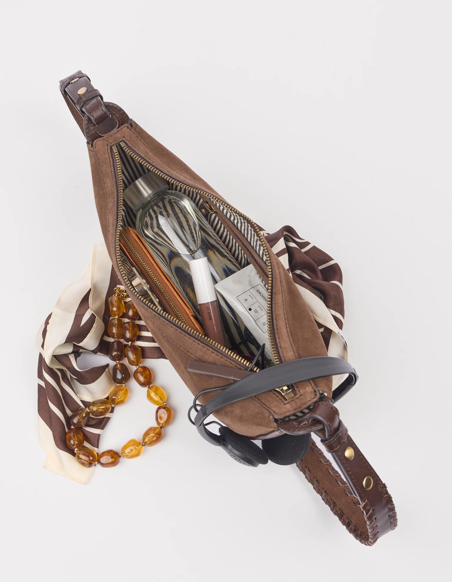 Leo Midi Shoulder Strap - Chocolate Suède with Classic Leather - Image 5