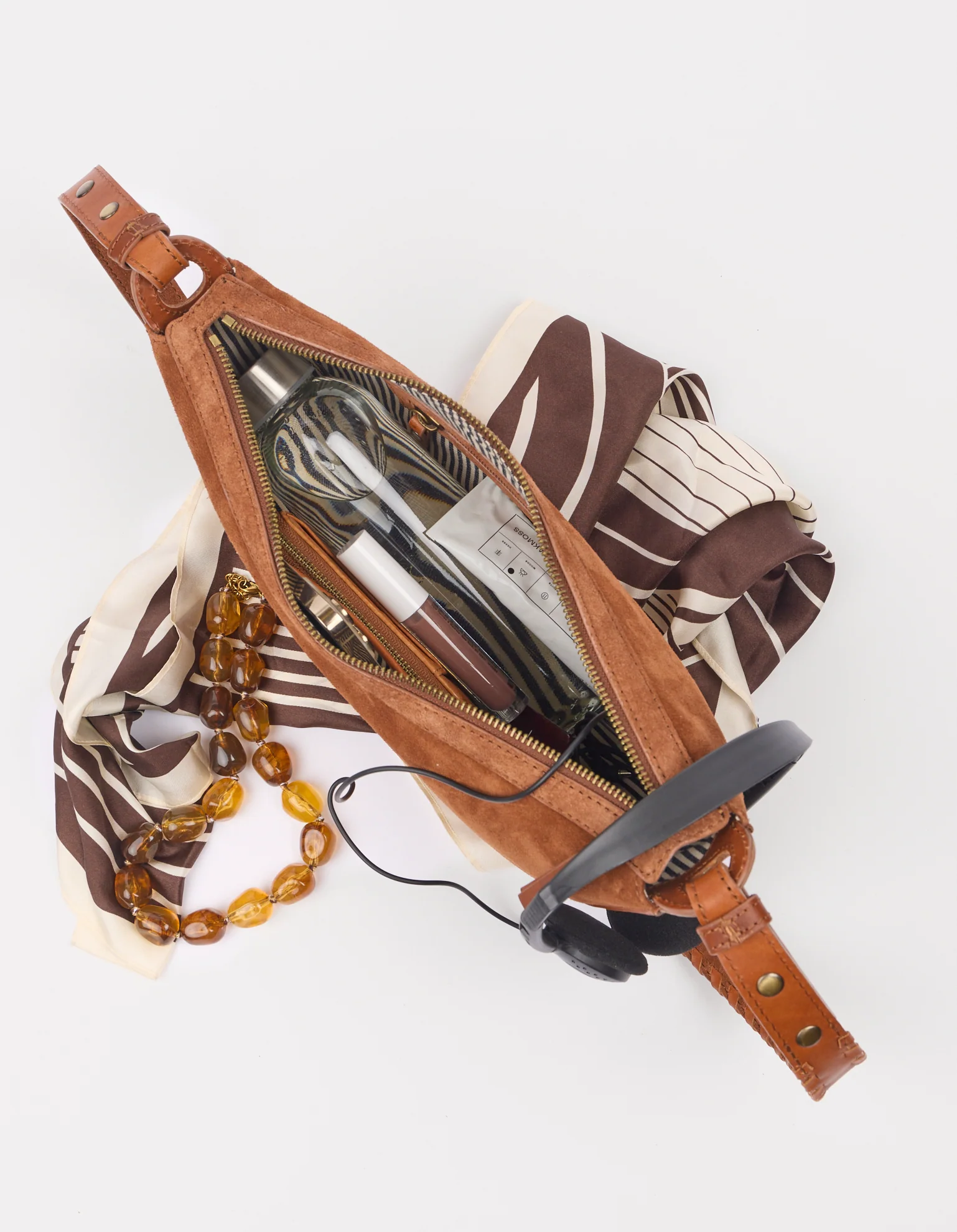Leo Midi Shoulder Strap - Cognac Suède with Classic Leather - Image 5