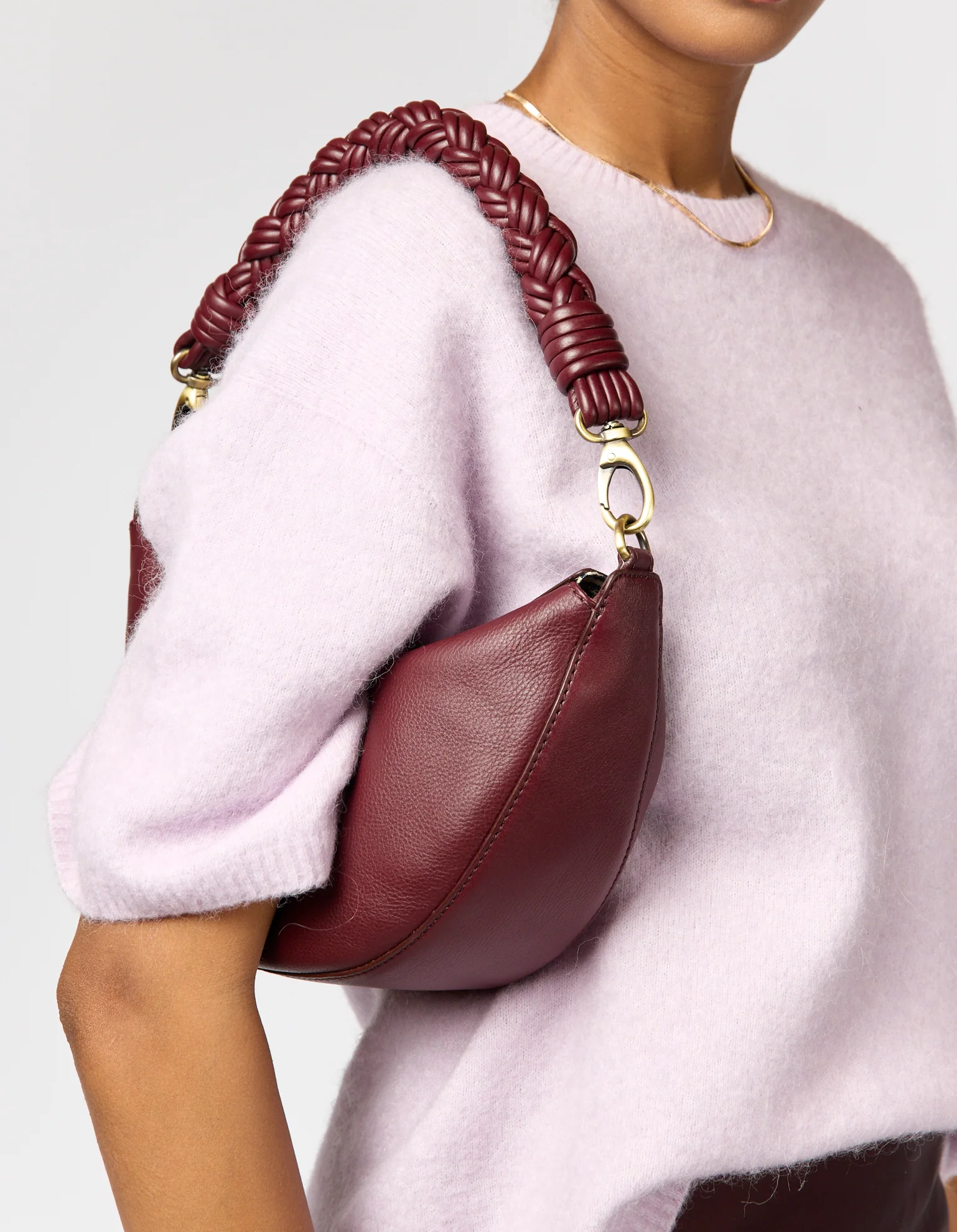 Leo Midi Twisted Handle - Dark Cherry Soft Grain Leather - Image 10