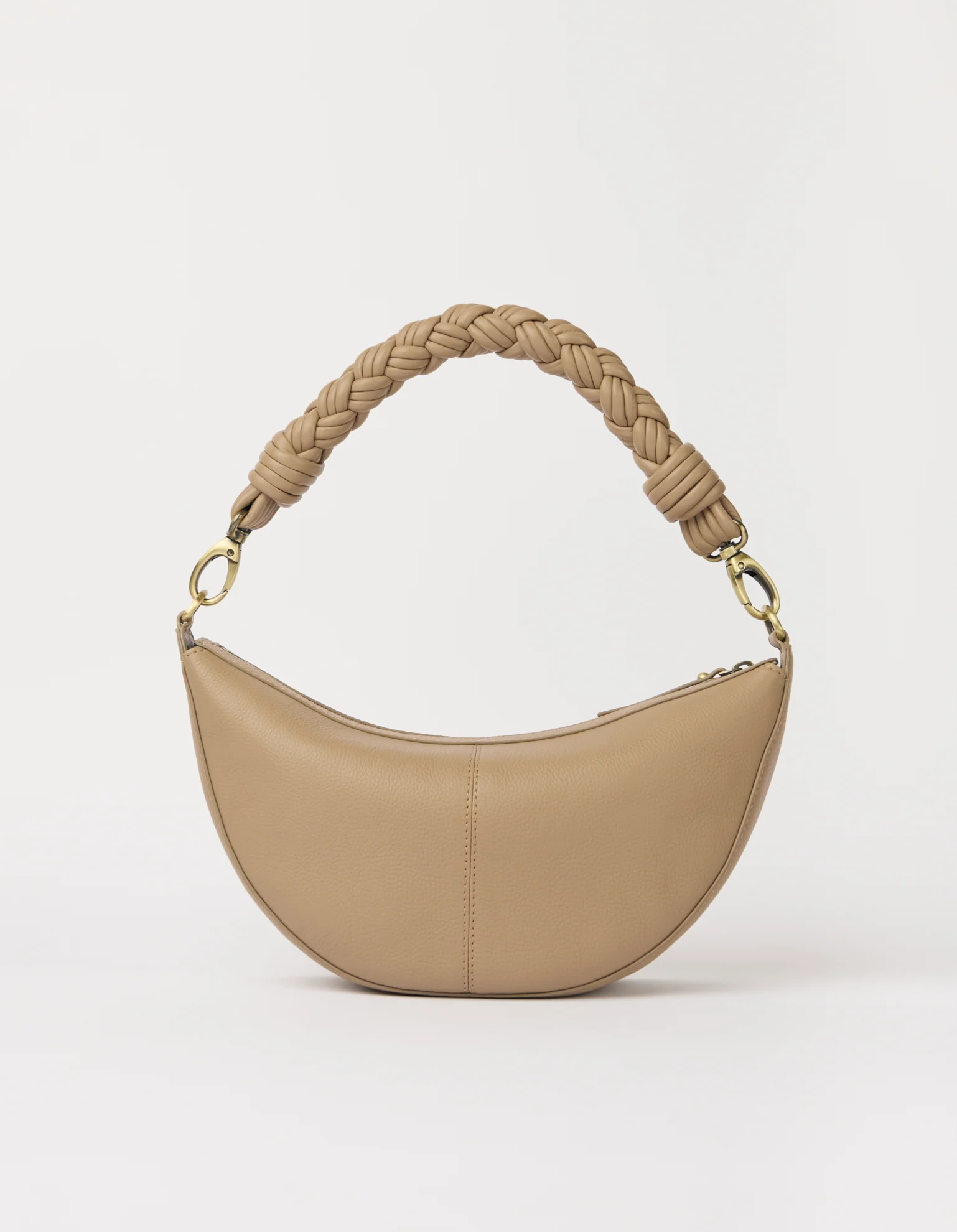 Leo Midi Twisted Handle - Dark Sand Soft Grain Leather - Image 4