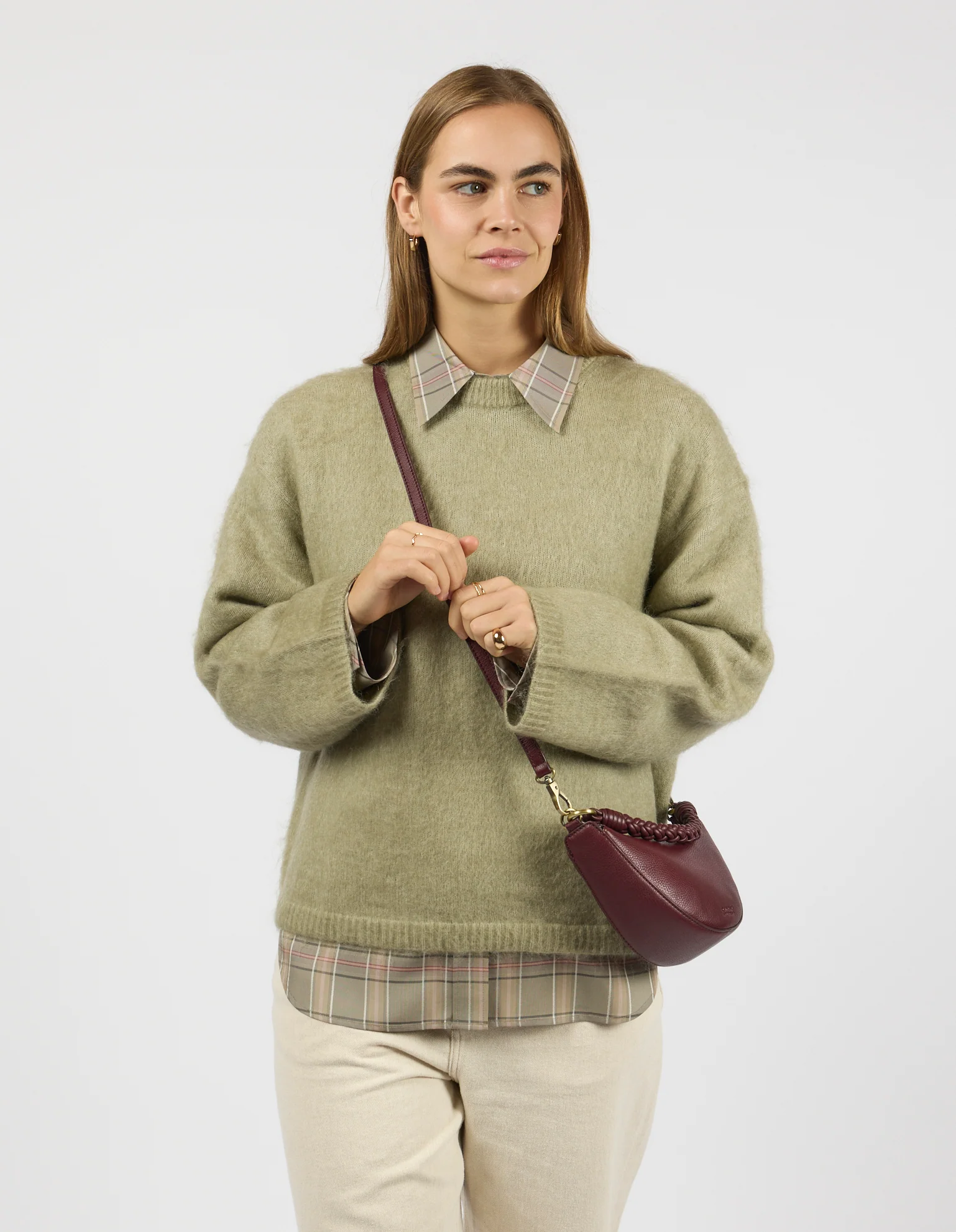 Leo Mini Twisted Handle - Dark Cherry Soft Grain Leather - Image 6