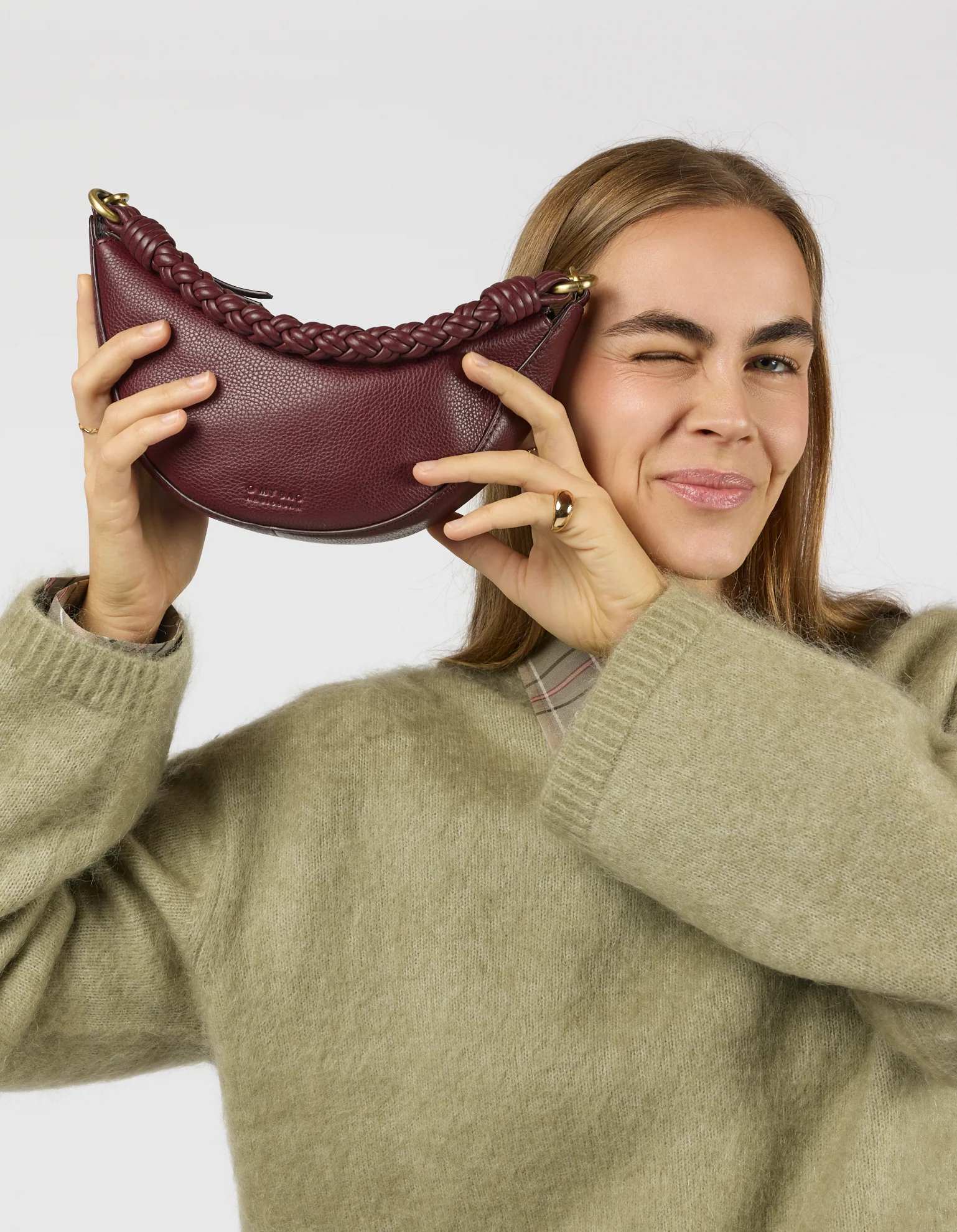 Leo Mini Twisted Handle - Dark Cherry Soft Grain Leather - Image 7