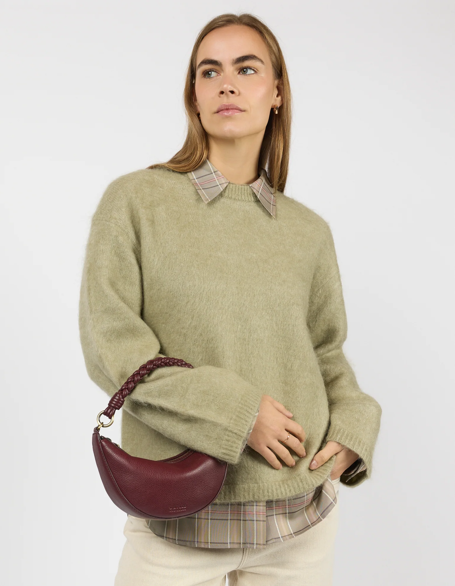 Leo Mini Twisted Handle - Dark Cherry Soft Grain Leather - Image 8