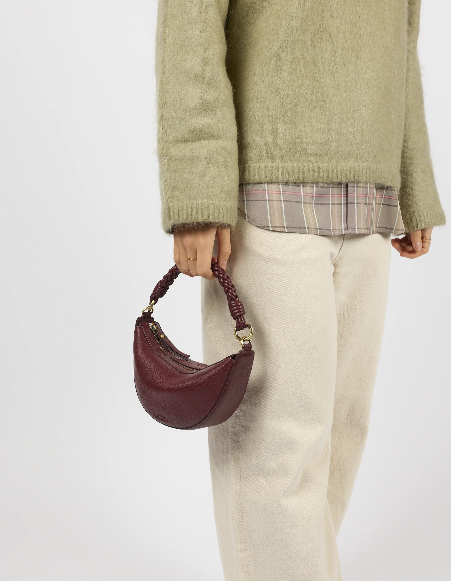 Leo Mini Twisted Handle - Dark Cherry Soft Grain Leather - Image 9