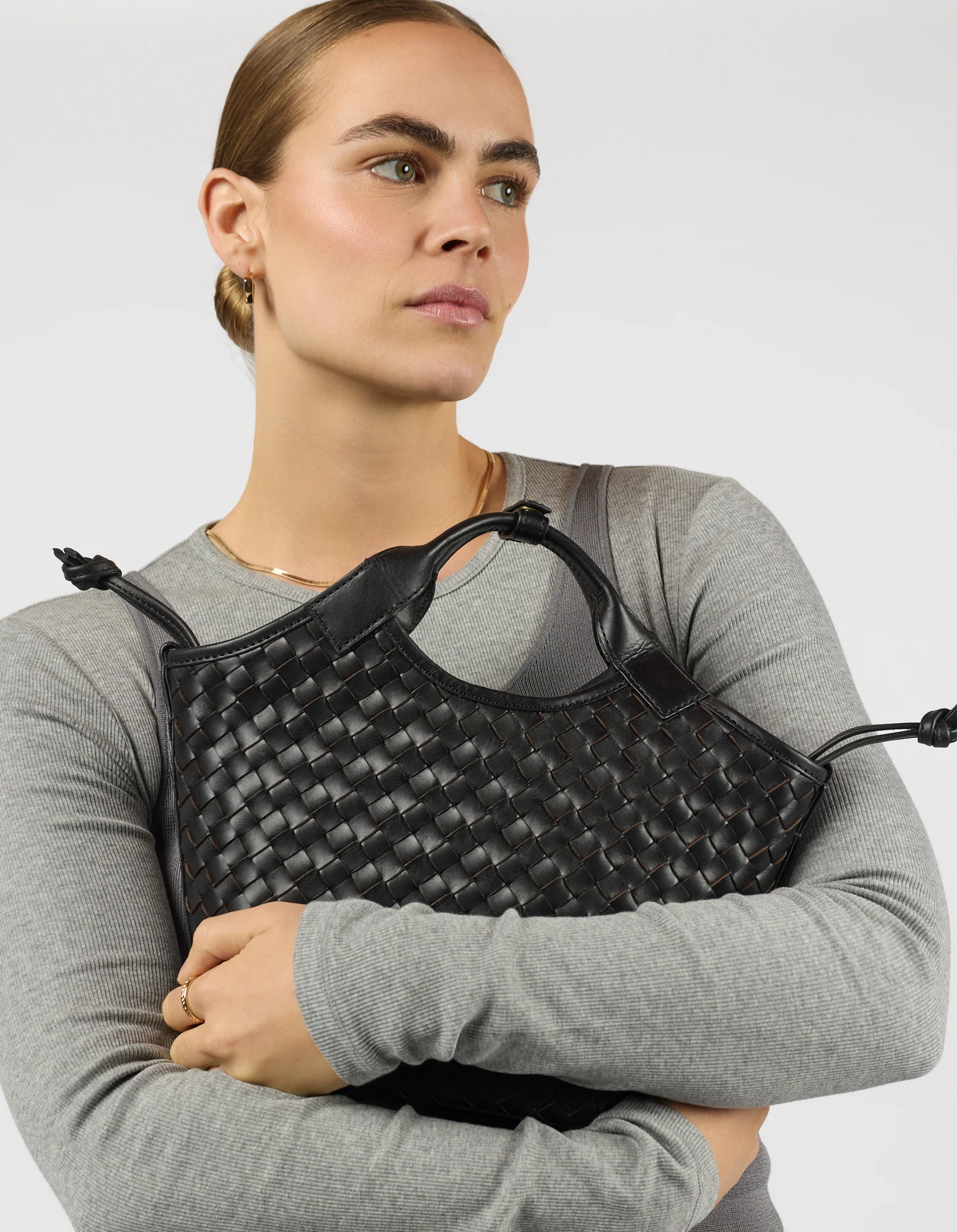 Mara Midi - Black Woven Classic Leather - Image 5