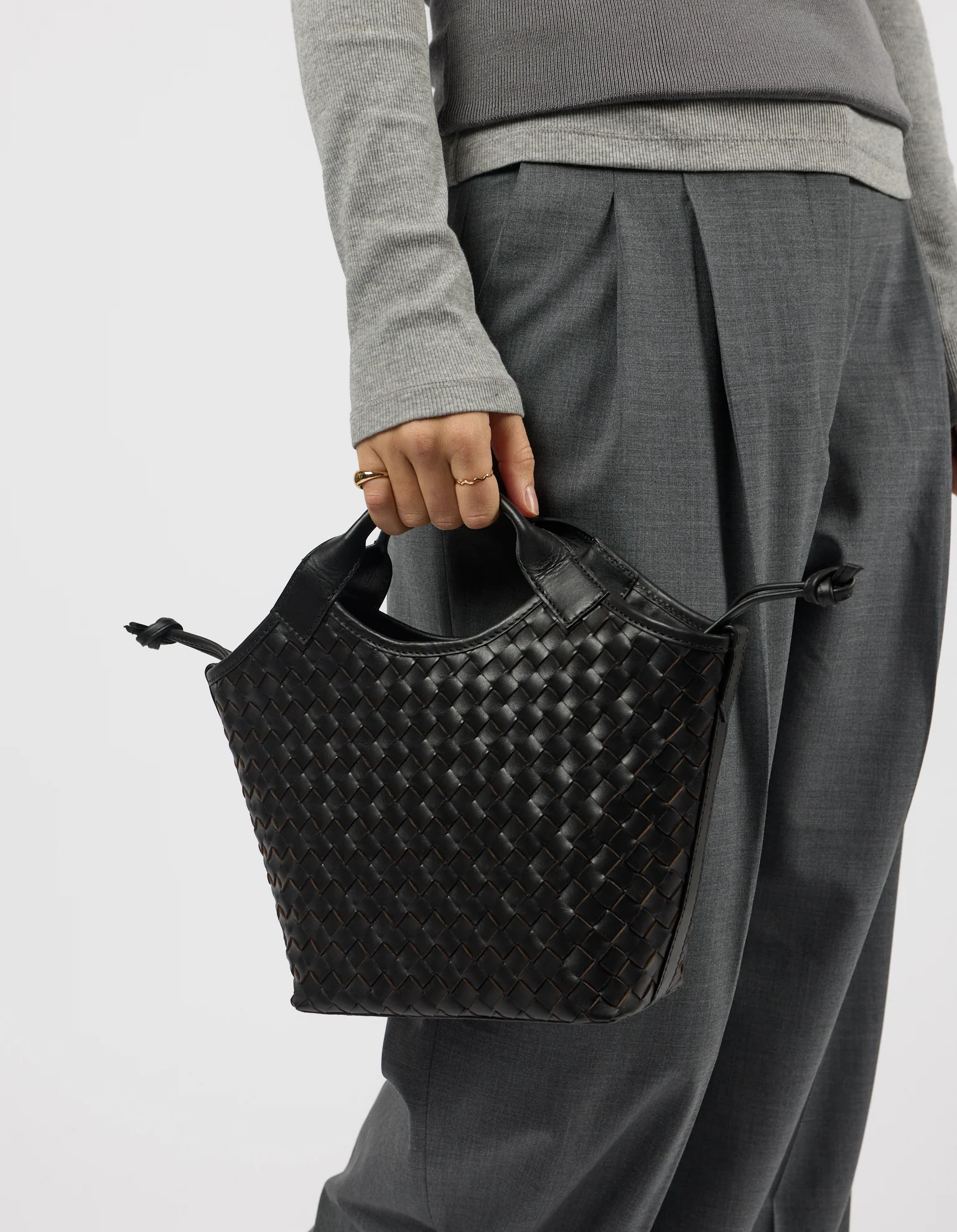 Mara Midi - Black Woven Classic Leather - Image 6