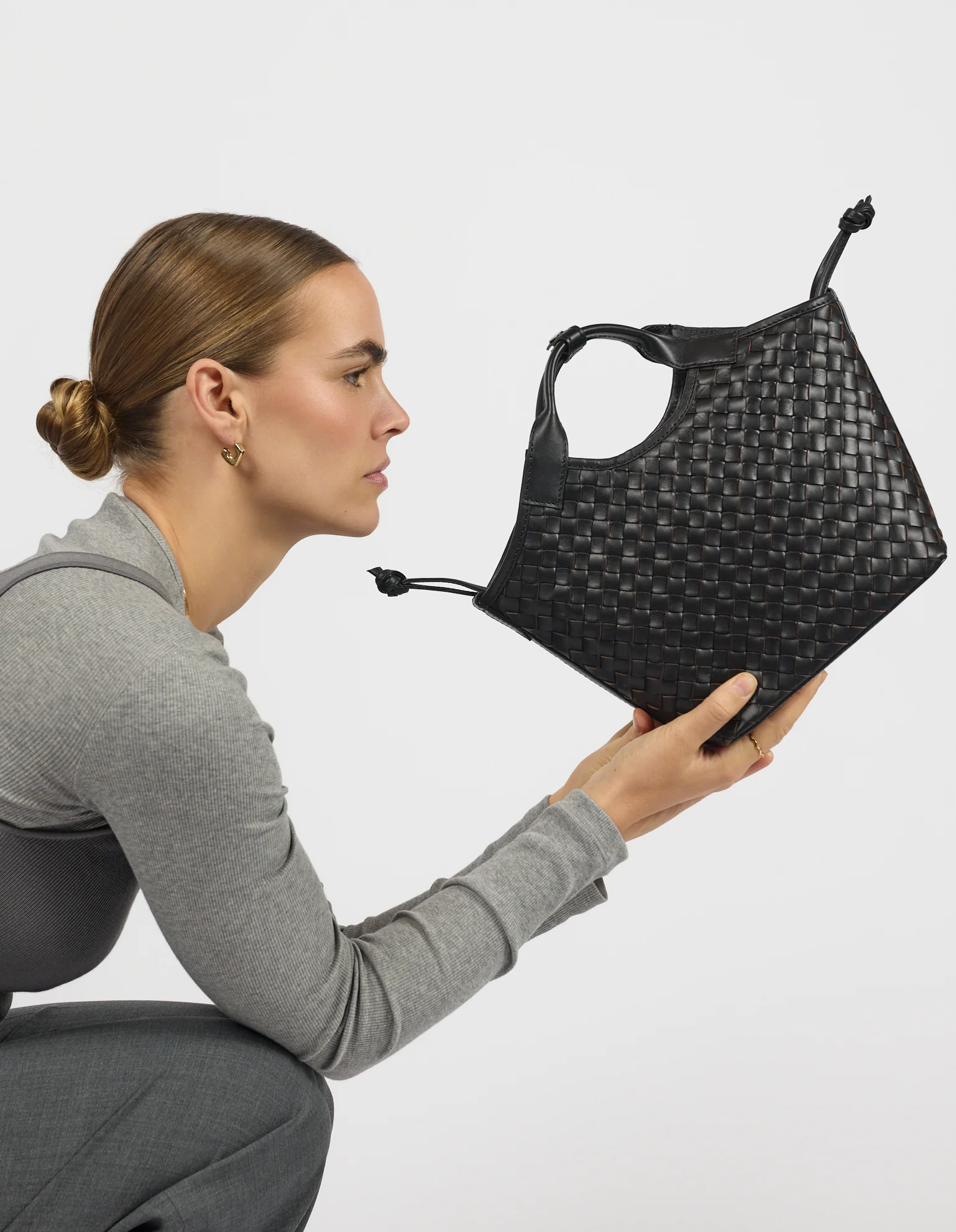 Mara Midi - Black Woven Classic Leather - Image 7