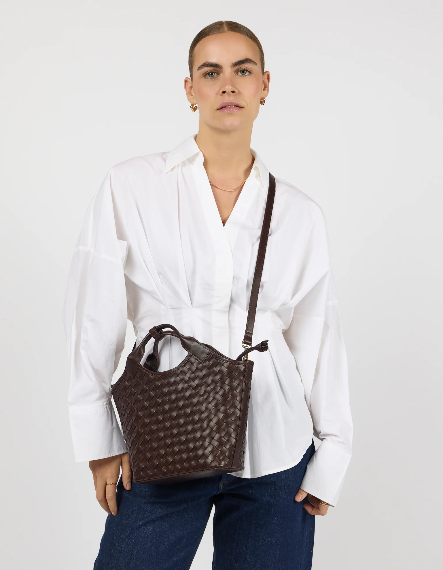 Mara Midi - Chocolate Woven Classic Leather - Image 8
