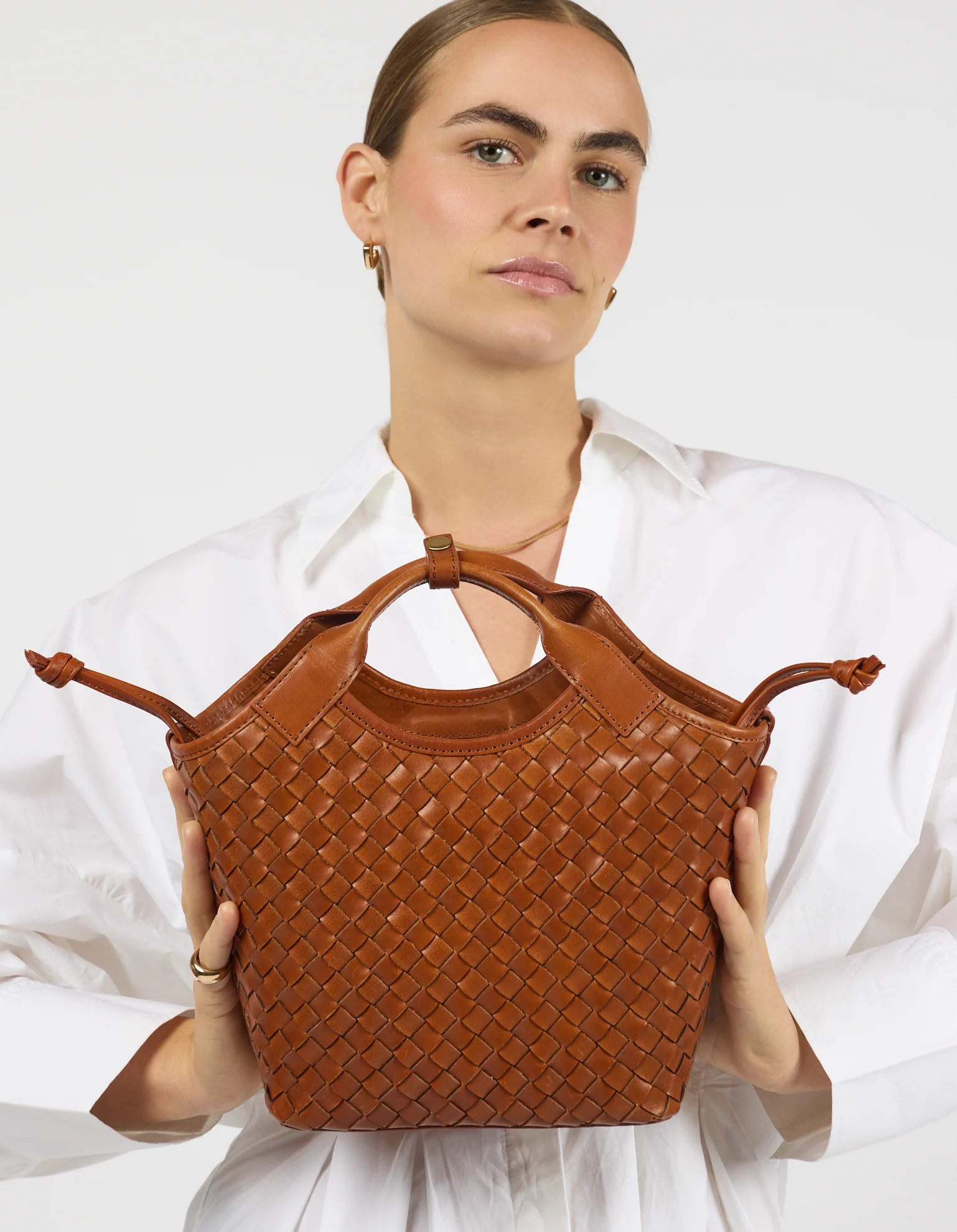 Mara Midi - Cognac Woven Classic Leather - Image 7