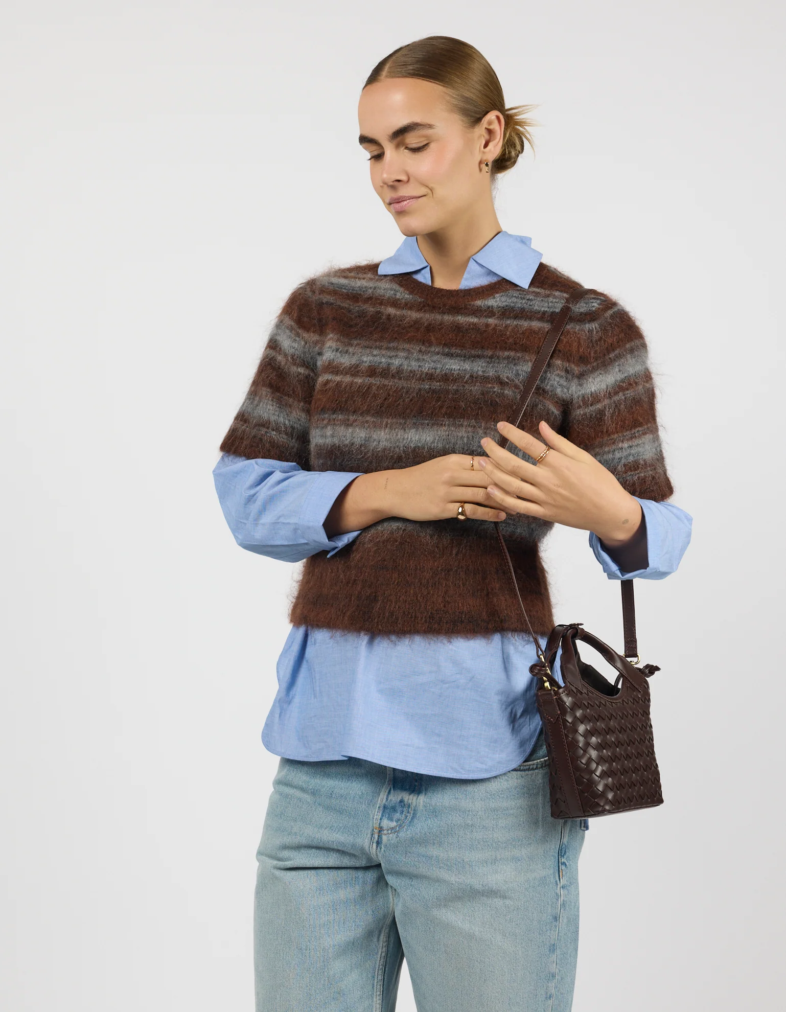 Mara Mini - Chocolate Woven Classic Leather - Image 5