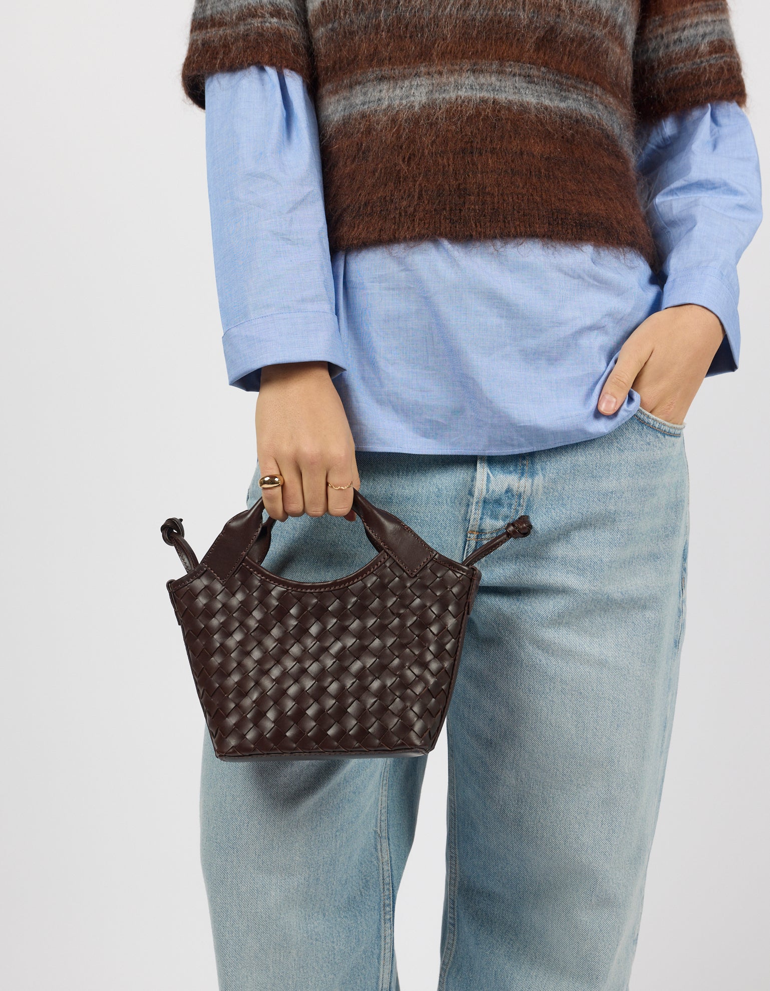 Mara Mini - Chocolate Woven Classic Leather - Image 8
