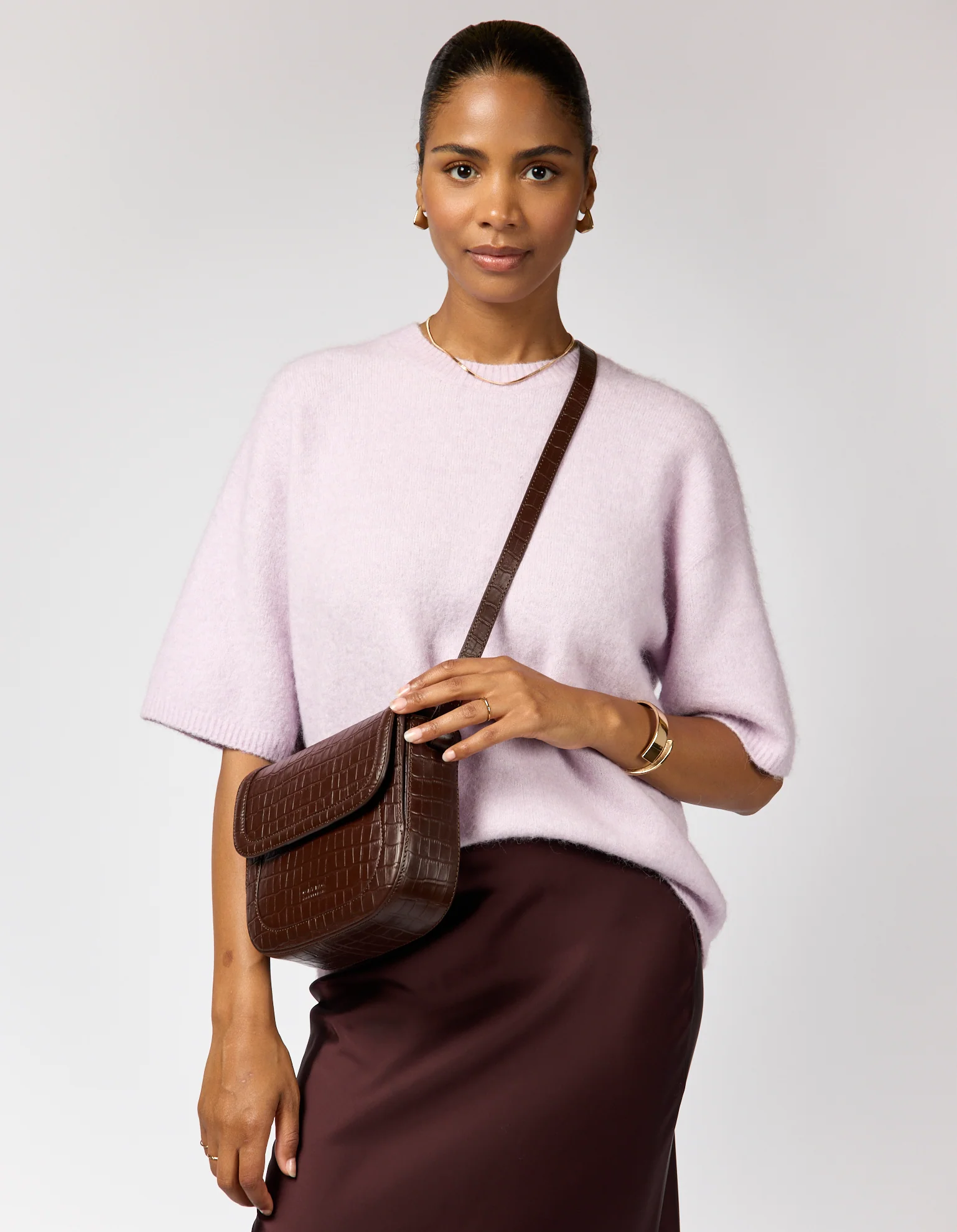 Nina - Chocolate Croco Print Leather - Image 6