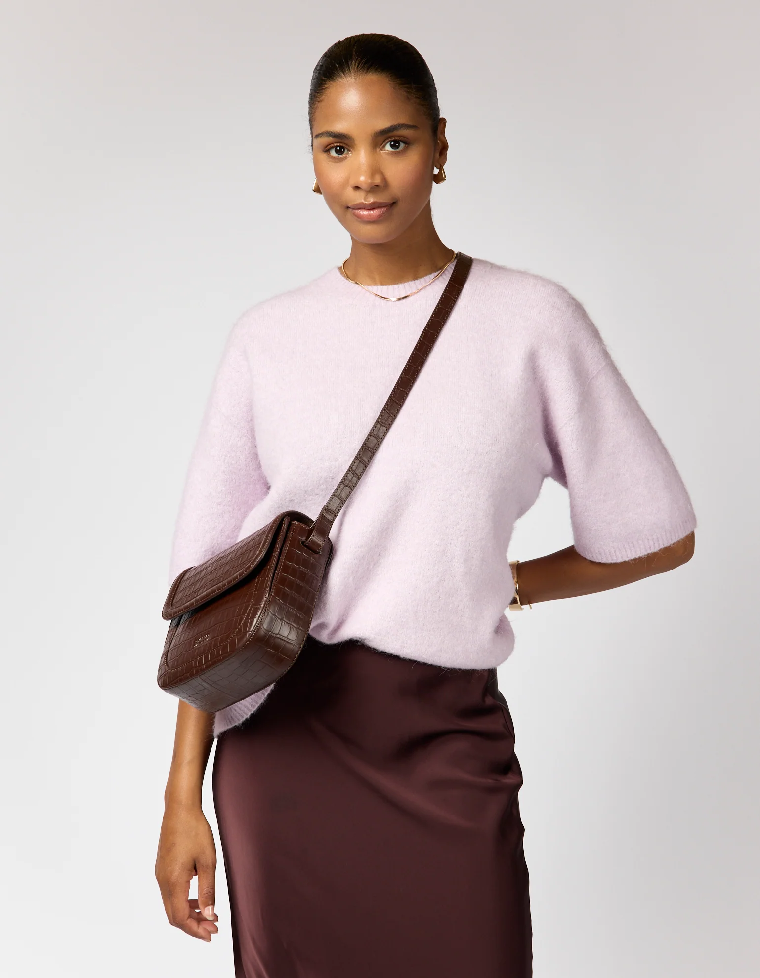 Nina - Chocolate Croco Print Leather - Image 8