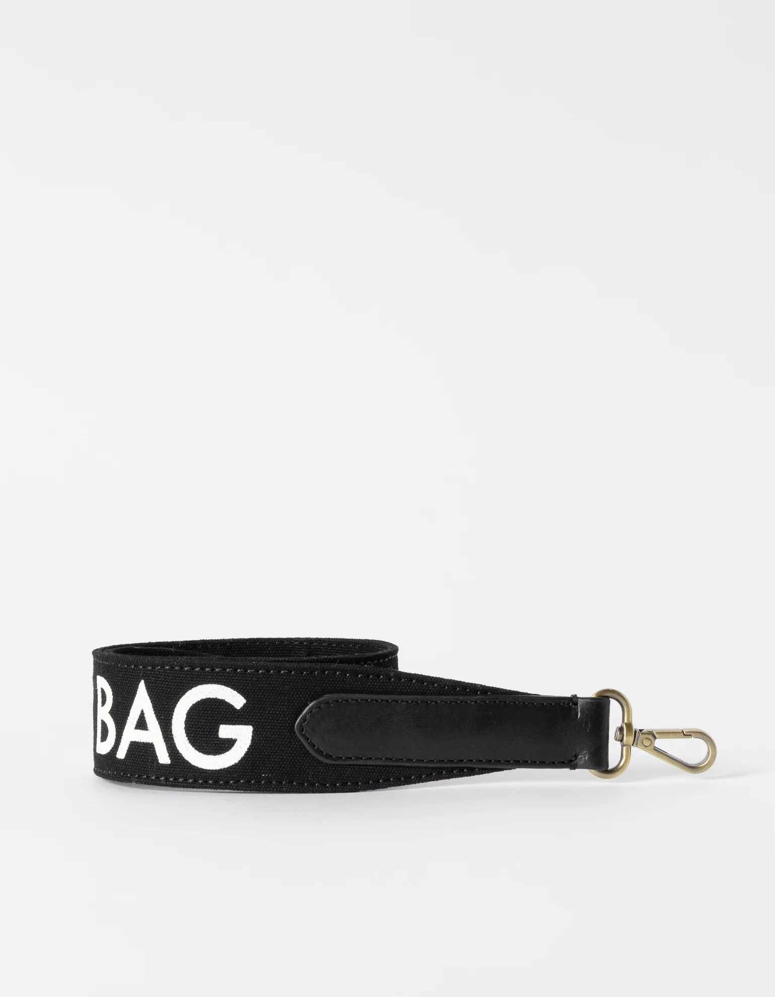 Shoulder Canvas Logo Strap - Black & Black Classic Leather - Image 2