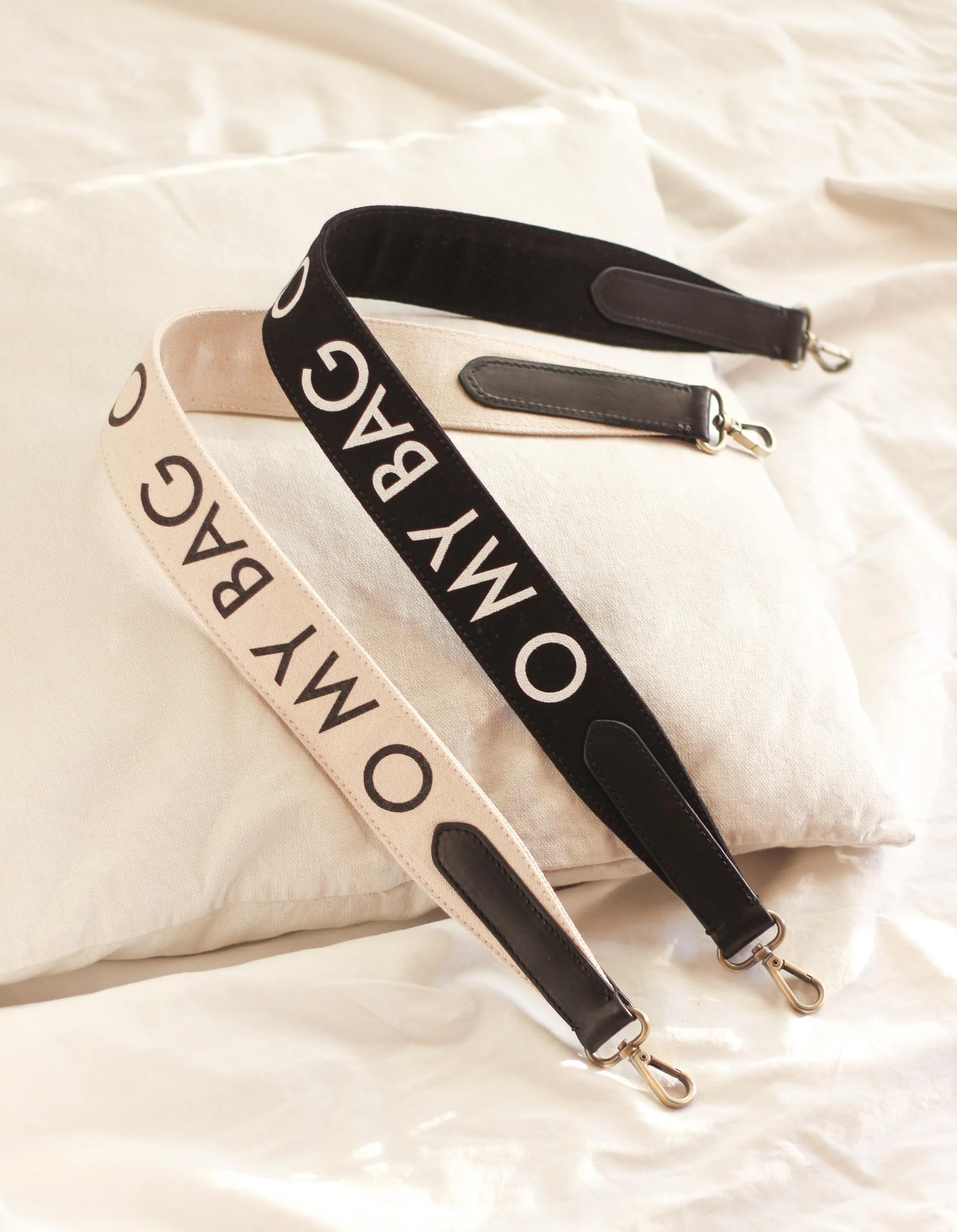 Shoulder Canvas Logo Strap - Black & Black Classic Leather - Image 4