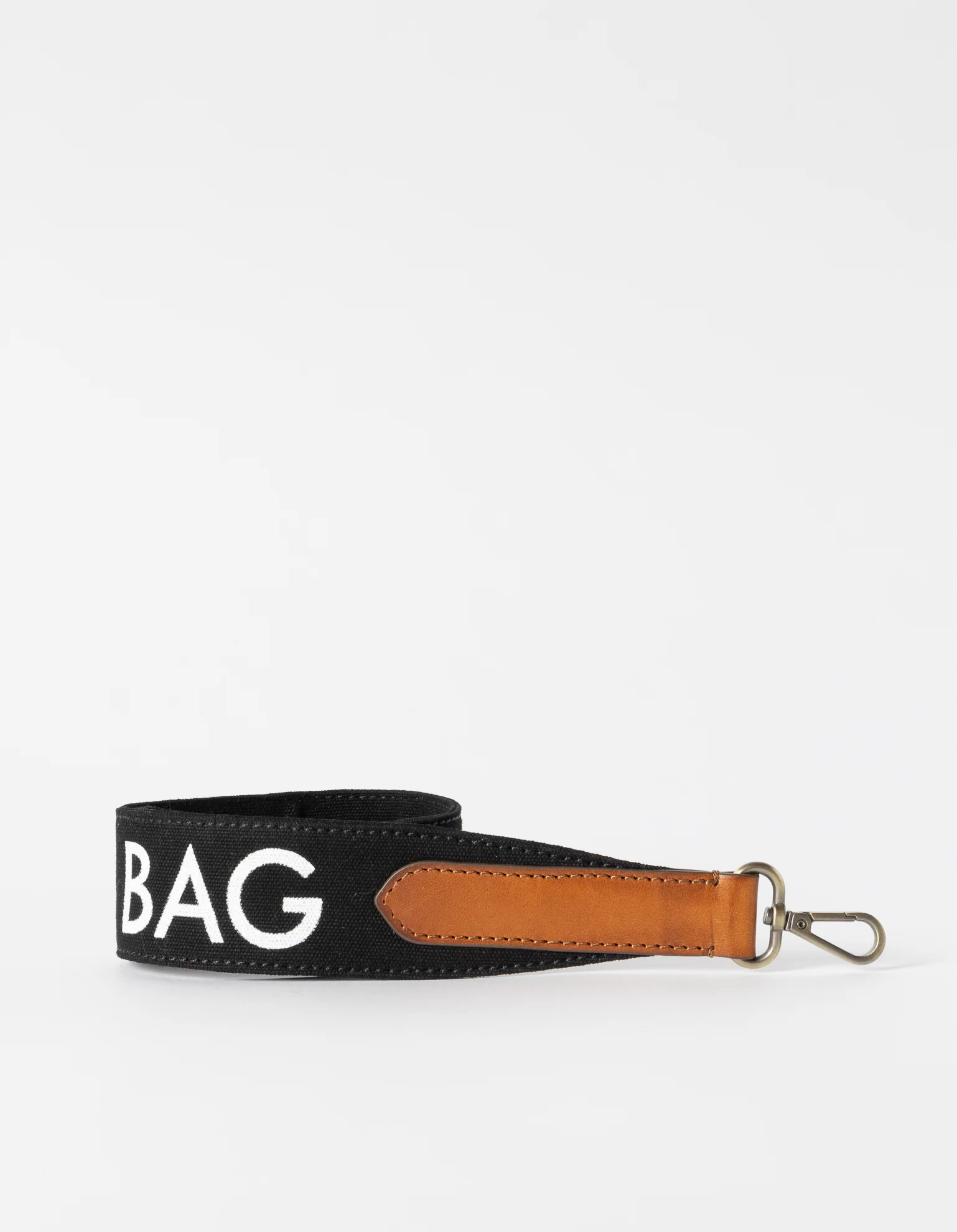 Shoulder Canvas Logo Strap - Black & Cognac Classic Leather - Image 2