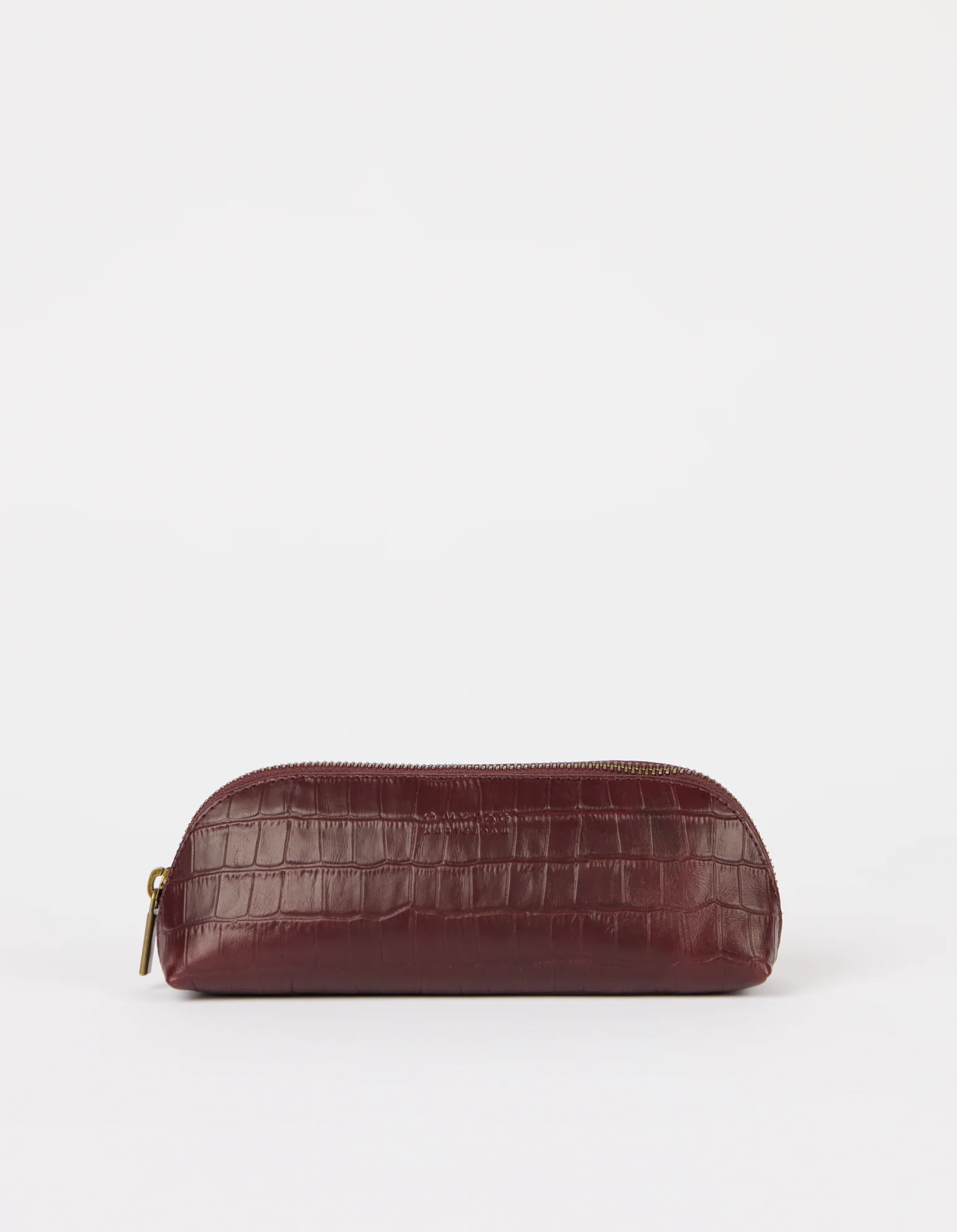 Pencil Case Large - Dark Cherry Croco Print Leather